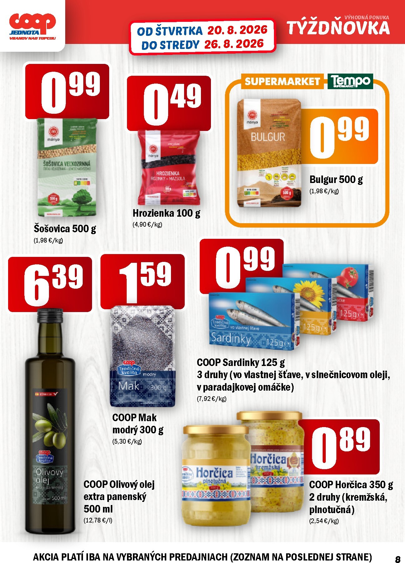 coop-jednota - Aktuálny COOP Jednota - Vranov nad Topľou leták od štvrtka, 20.08.2026 do stredy, 26.08.2026 - page: 8
