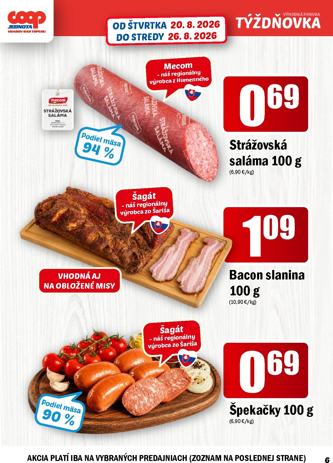 coop-jednota - Aktuálny COOP Jednota - Vranov nad Topľou leták od štvrtka, 20.08.2026 do stredy, 26.08.2026 - page: 6