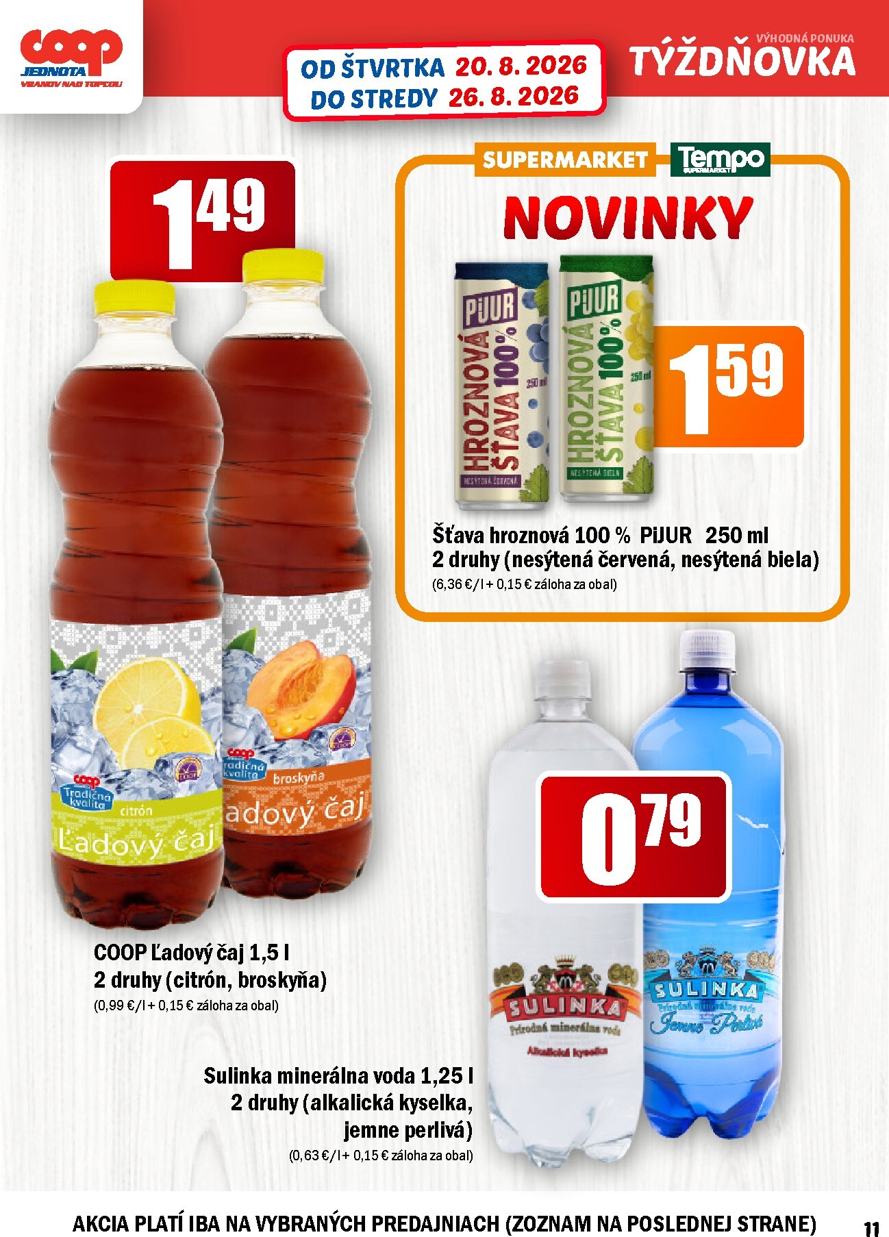 coop-jednota - Aktuálny COOP Jednota - Vranov nad Topľou leták od štvrtka, 20.08.2026 do stredy, 26.08.2026 - page: 11
