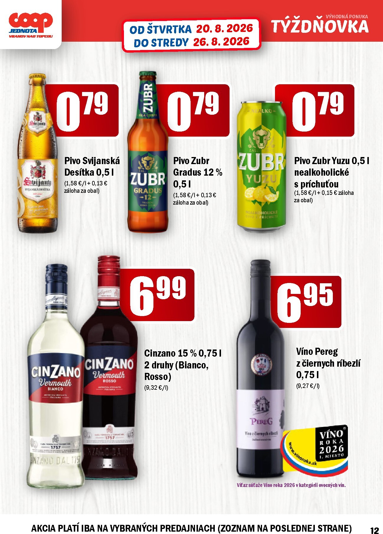 coop-jednota - Aktuálny COOP Jednota - Vranov nad Topľou leták od štvrtka, 20.08.2026 do stredy, 26.08.2026 - page: 12