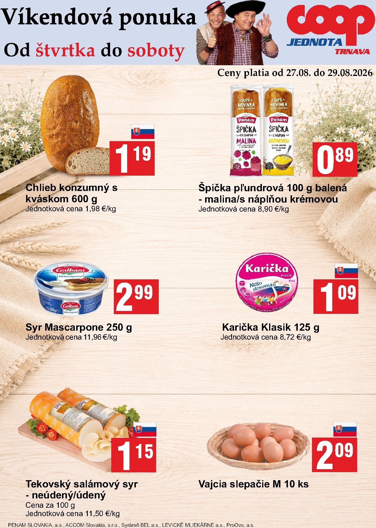 coop-jednota - Aktuálny COOP Jednota - Víkendová ponuka leták od štvrtka, 27.08.2026 do soboty, 29.08.2026