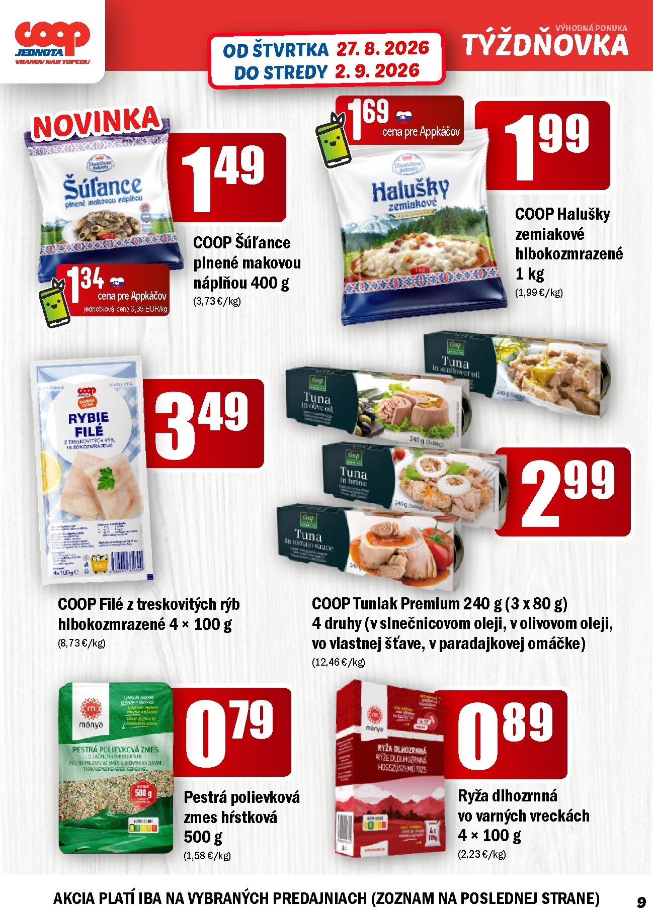 coop-jednota - Aktuálny COOP Jednota leták od štvrtka, 27.08.2026 do stredy, 02.09.2026 - page: 9