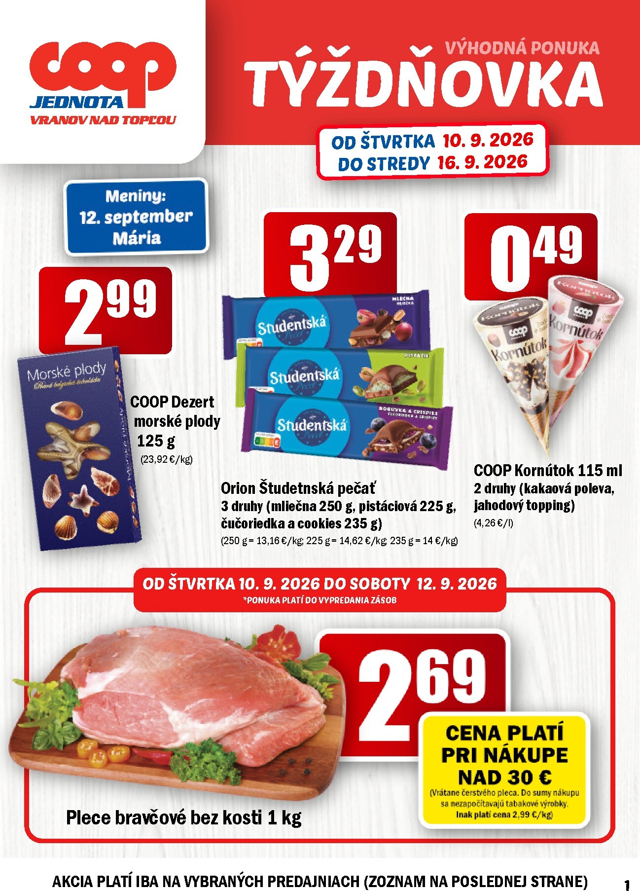 coop-jednota - Aktuálny COOP Jednota leták od štvrtka, 10.09.2026 do stredy, 16.09.2026