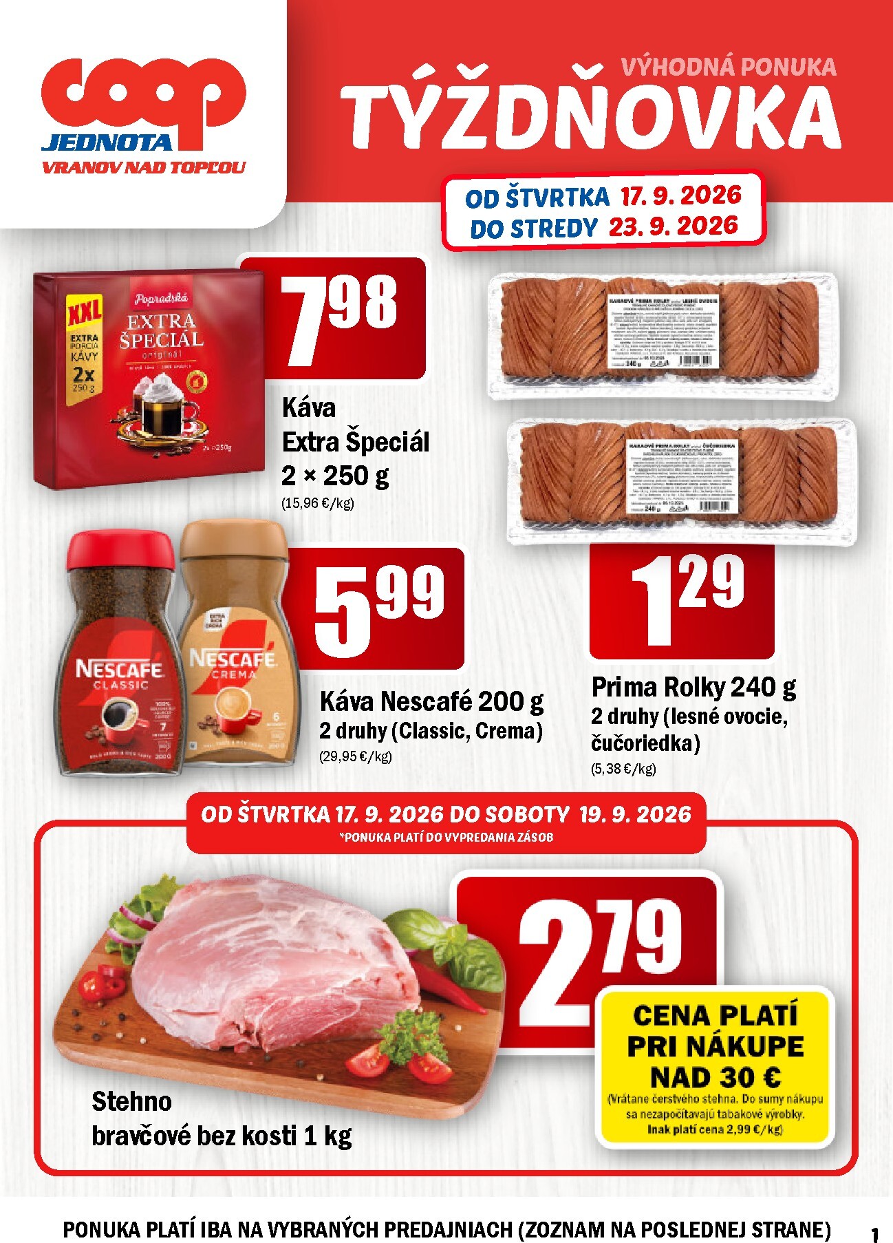 coop-jednota - Aktuálny COOP Jednota leták od štvrtka, 17.09.2026 do stredy, 23.09.2026 - page: 1