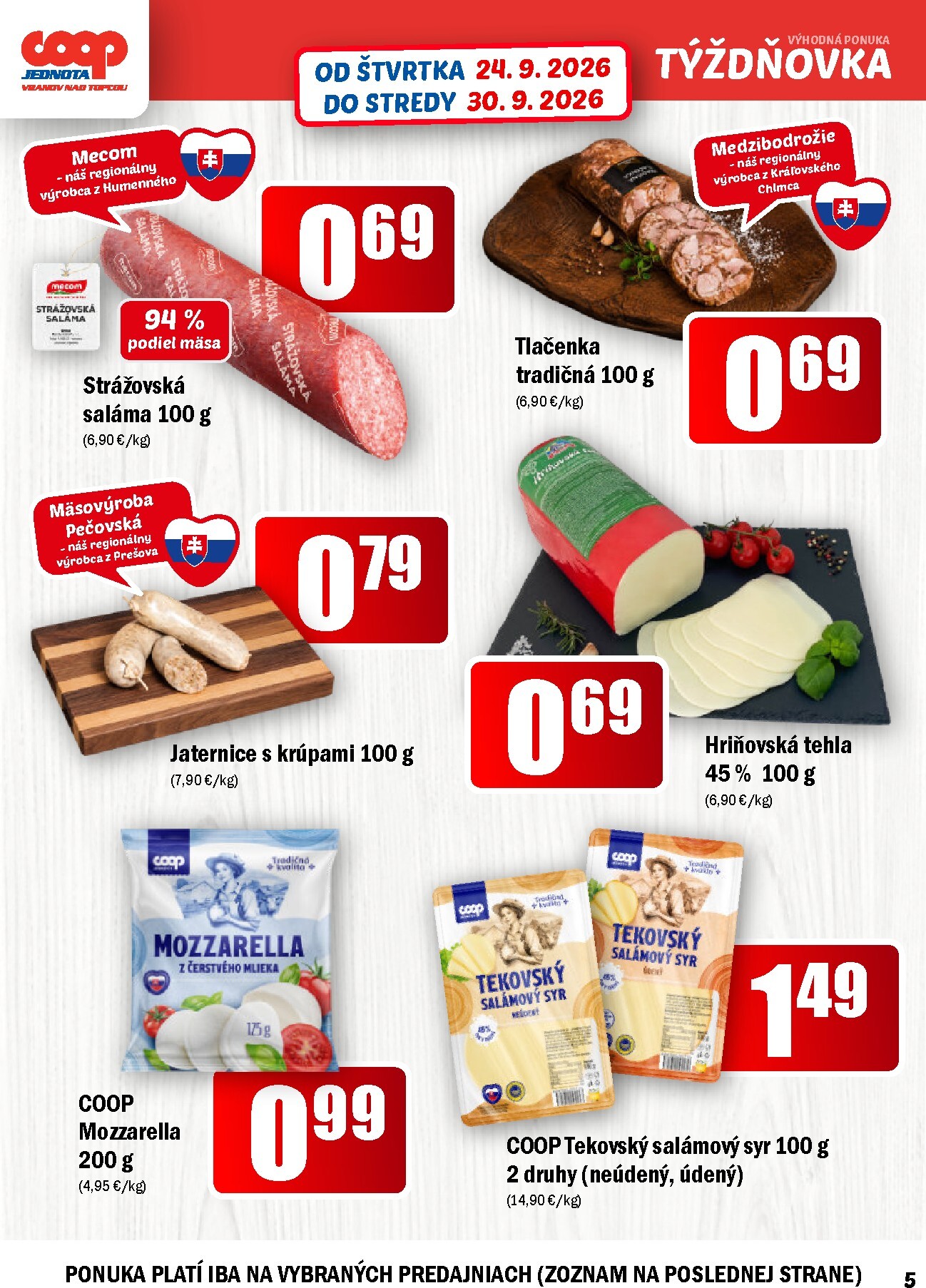 coop-jednota - Aktuálny COOP Jednota - Vranov nad Topľou leták od štvrtka, 24.09.2026 do stredy, 30.09.2026 - page: 5