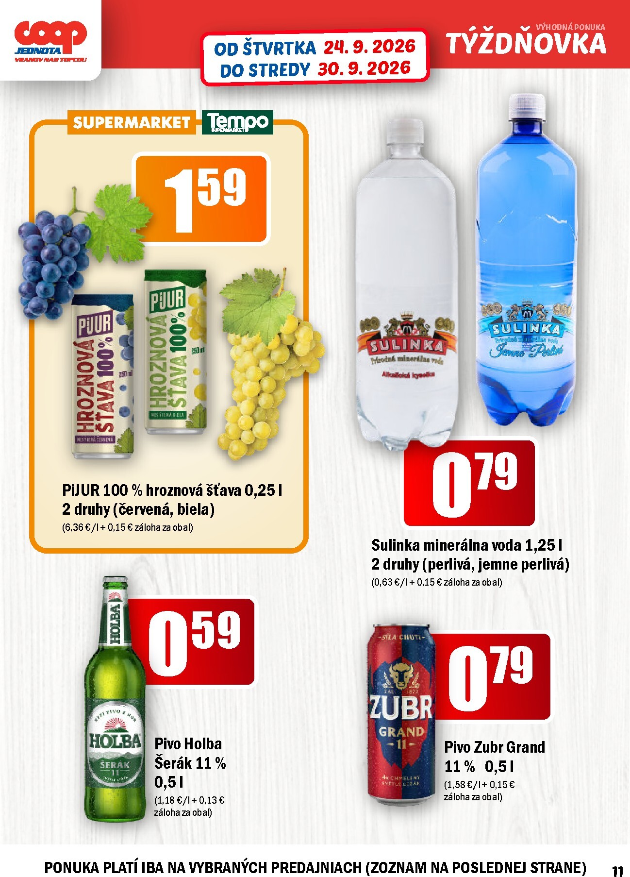 coop-jednota - Aktuálny COOP Jednota - Vranov nad Topľou leták od štvrtka, 24.09.2026 do stredy, 30.09.2026 - page: 11