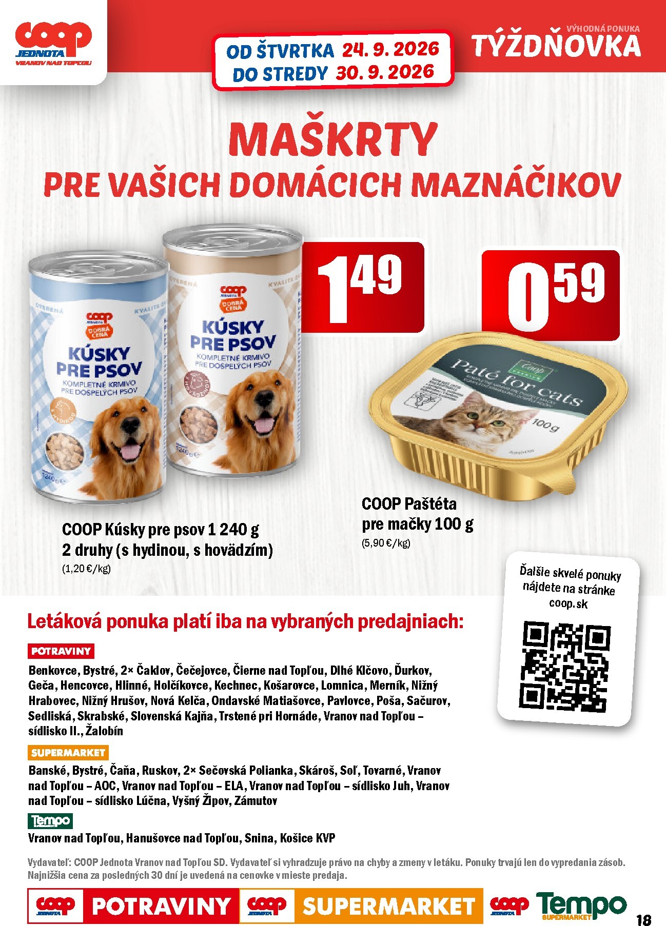 coop-jednota - Aktuálny COOP Jednota - Vranov nad Topľou leták od štvrtka, 24.09.2026 do stredy, 30.09.2026 - page: 18