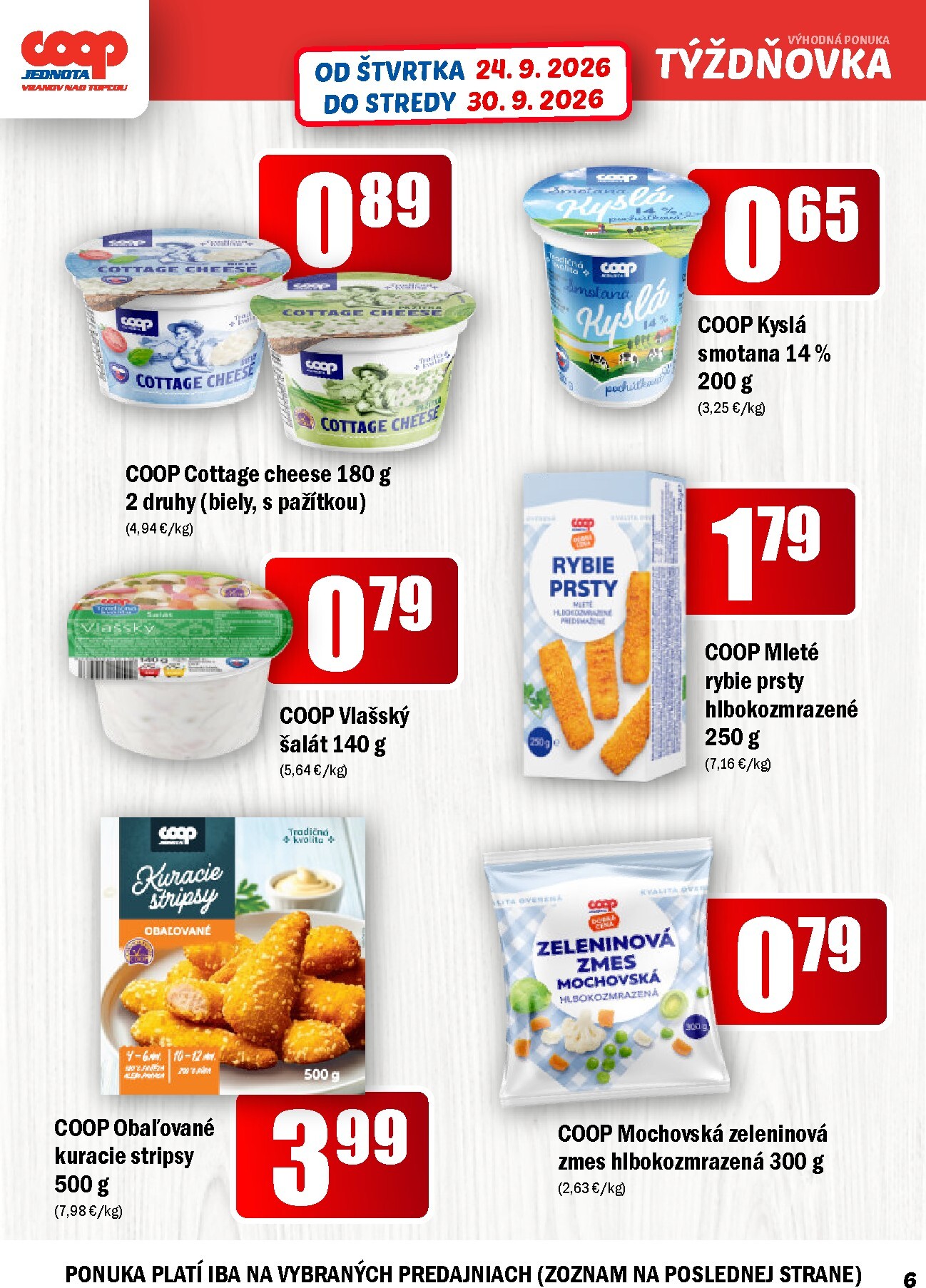 coop-jednota - Aktuálny COOP Jednota - Vranov nad Topľou leták od štvrtka, 24.09.2026 do stredy, 30.09.2026 - page: 6