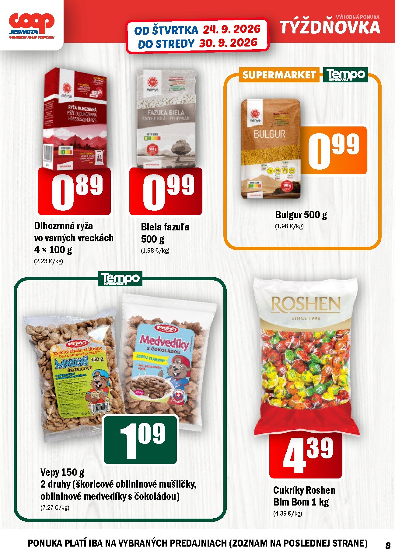 coop-jednota - Aktuálny COOP Jednota - Vranov nad Topľou leták od štvrtka, 24.09.2026 do stredy, 30.09.2026 - page: 8