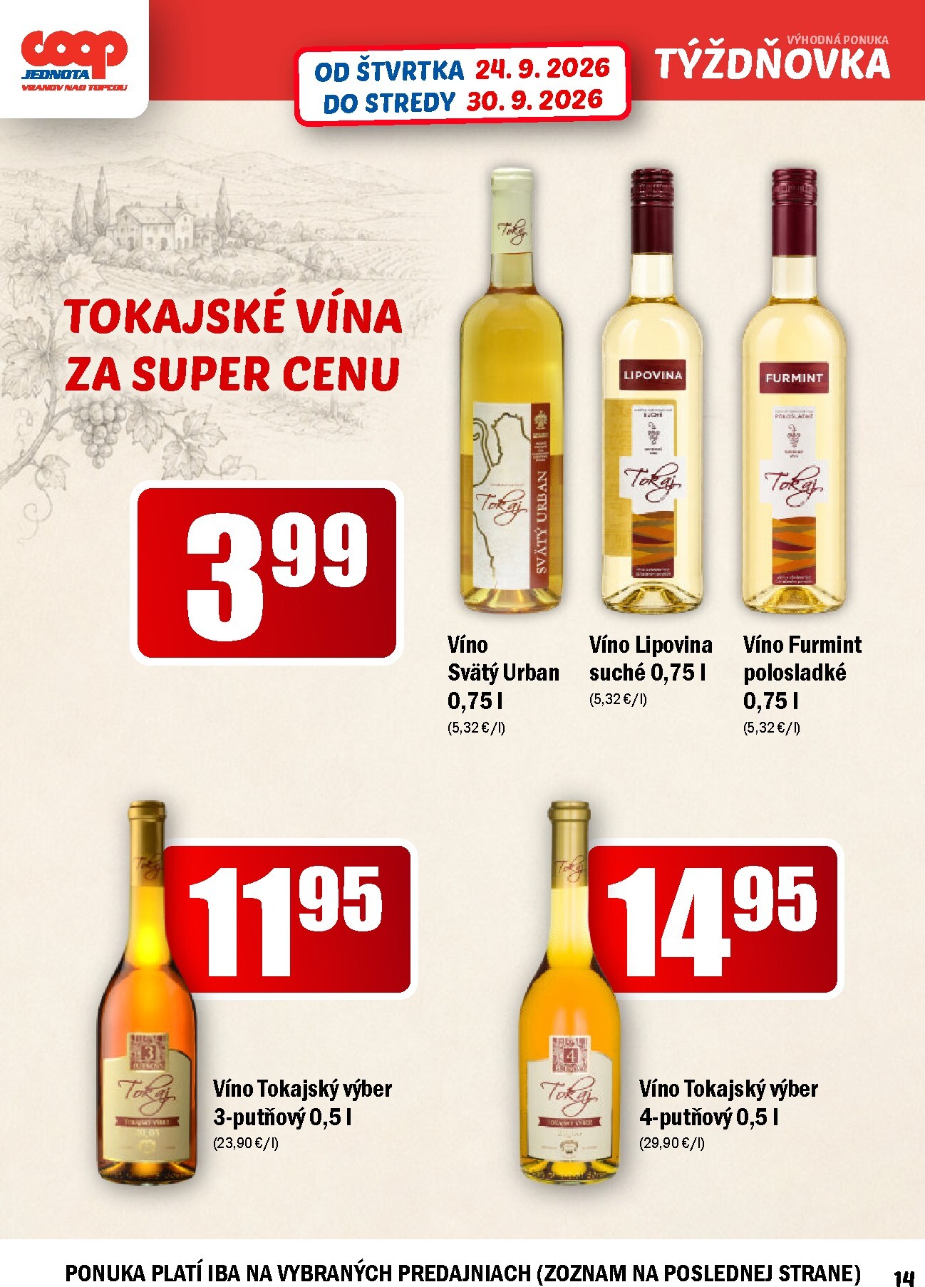 coop-jednota - Aktuálny COOP Jednota - Vranov nad Topľou leták od štvrtka, 24.09.2026 do stredy, 30.09.2026 - page: 14