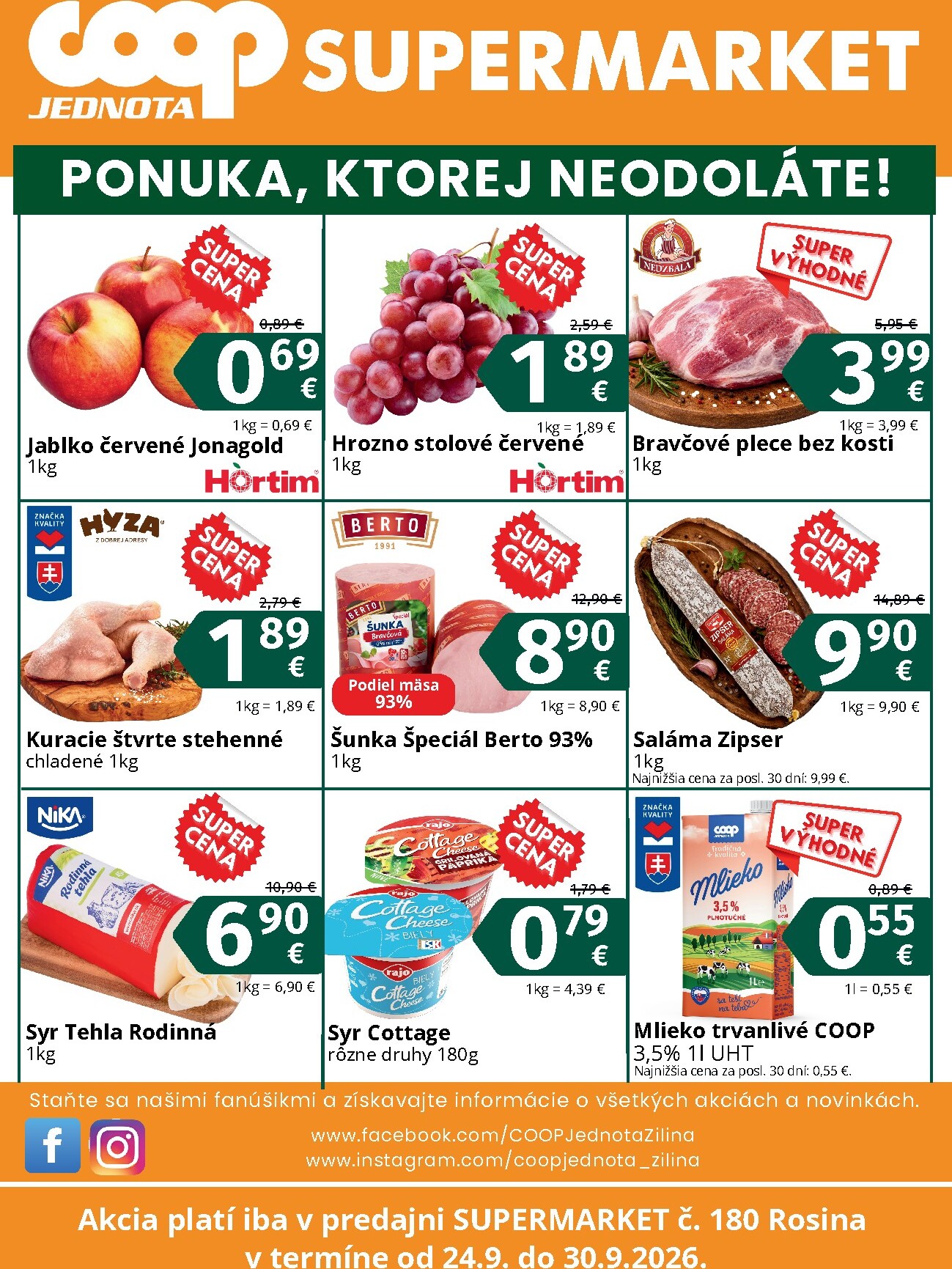 coop-jednota - Aktuálny Coop Jednota - Supermarket Rosina leták od štvrtka, 24.09.2026 do stredy, 30.09.2026 - page: 2