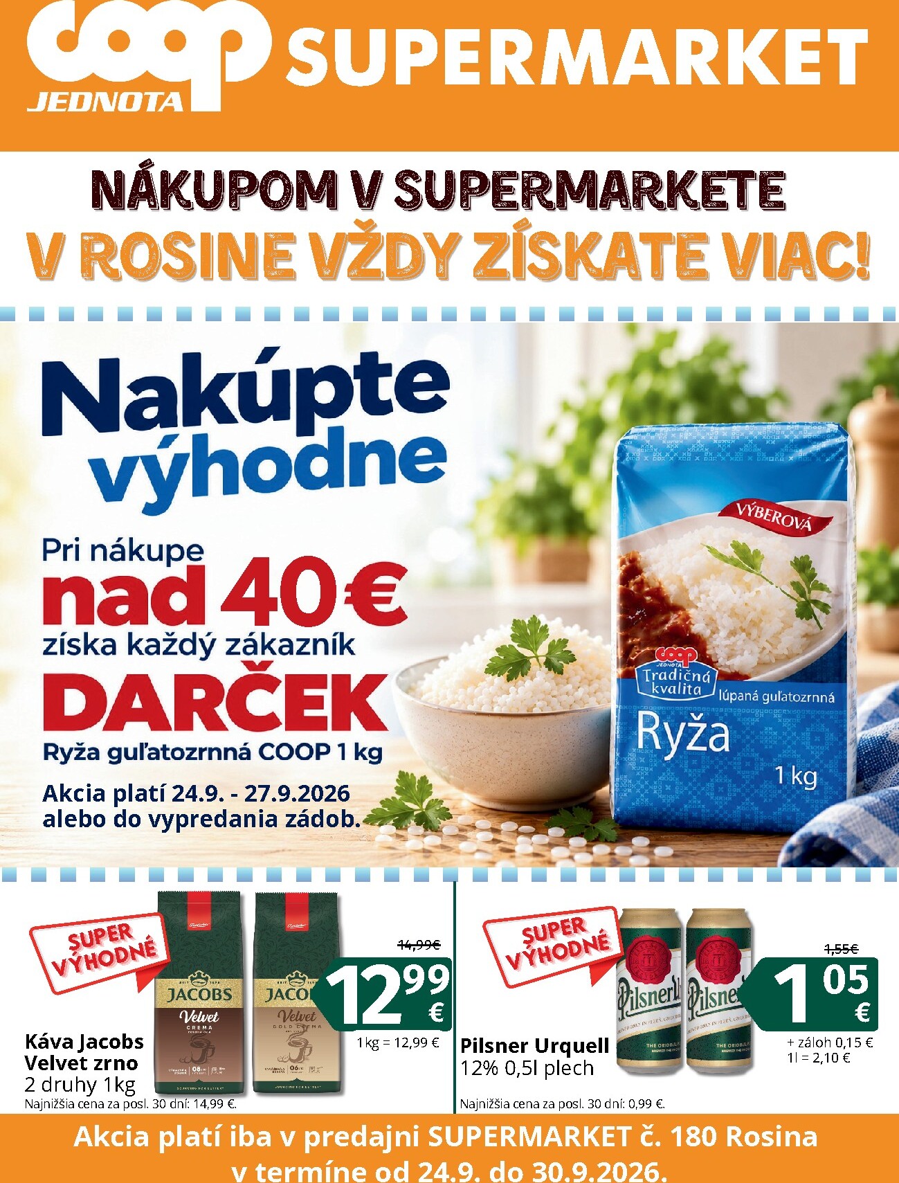 coop-jednota - Aktuálny Coop Jednota - Supermarket Rosina leták od štvrtka, 24.09.2026 do stredy, 30.09.2026