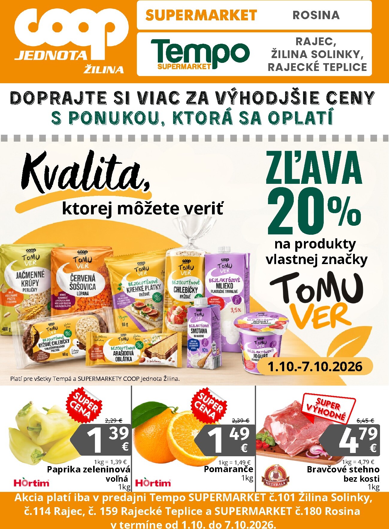 coop-jednota - Nový COOP Jednota - Regionálny leták COOP Jednota Žilina leták od štvrtka, 01.10.2026 do stredy, 07.10.2026
