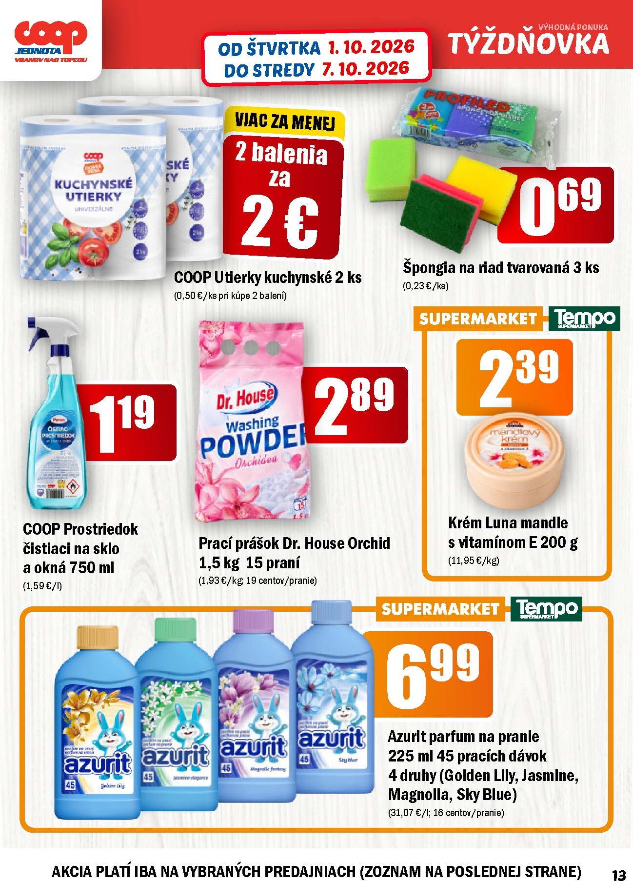 coop-jednota - Aktuálny COOP Jednota - Vranov nad Topľou leták od štvrtka, 01.10.2026 do stredy, 07.10.2026 - page: 13