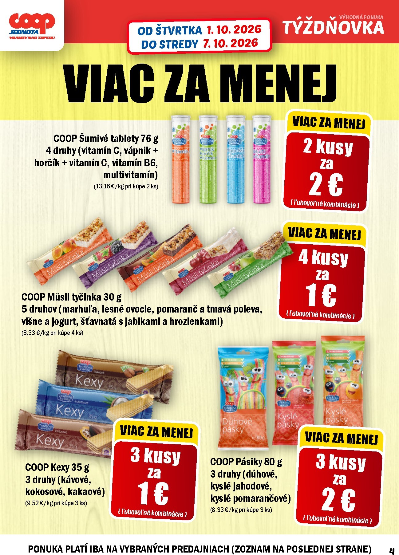 coop-jednota - Aktuálny COOP Jednota - Vranov nad Topľou leták od štvrtka, 01.10.2026 do stredy, 07.10.2026 - page: 4