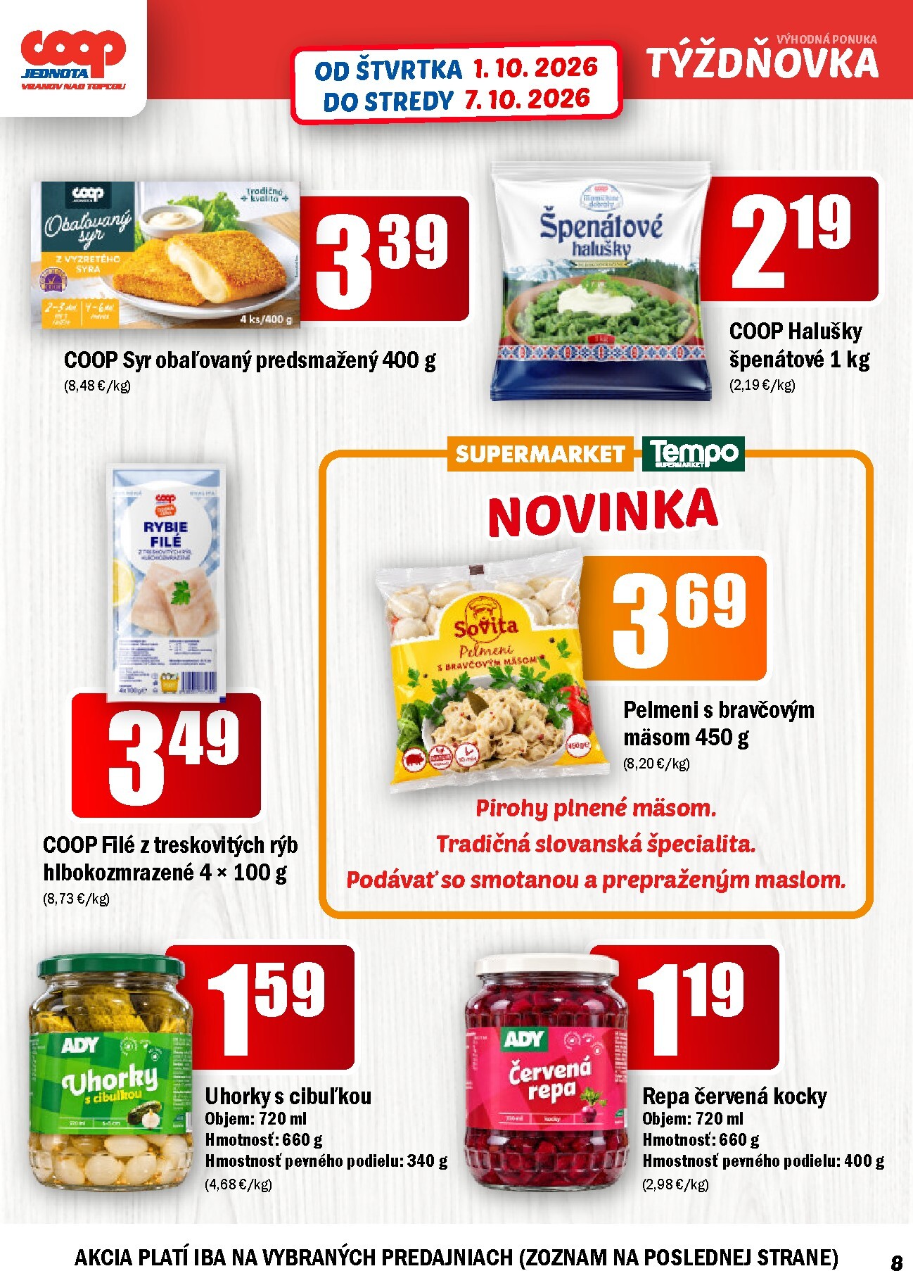 coop-jednota - Aktuálny COOP Jednota - Vranov nad Topľou leták od štvrtka, 01.10.2026 do stredy, 07.10.2026 - page: 8