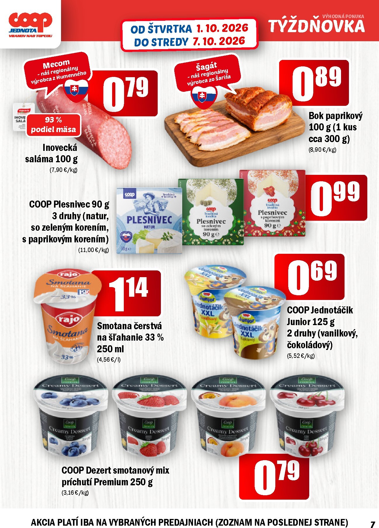 coop-jednota - Aktuálny COOP Jednota - Vranov nad Topľou leták od štvrtka, 01.10.2026 do stredy, 07.10.2026 - page: 7