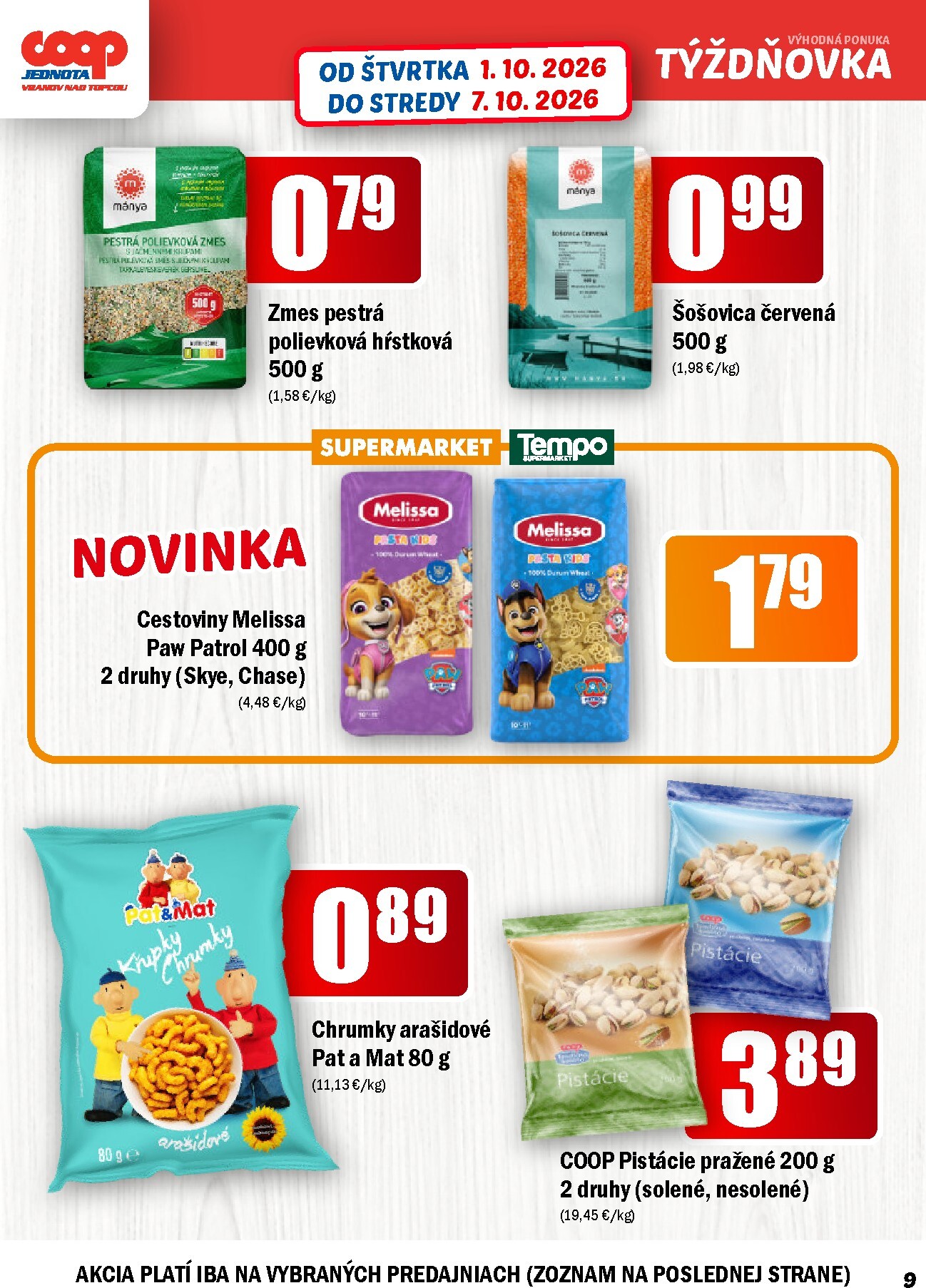 coop-jednota - Aktuálny COOP Jednota - Vranov nad Topľou leták od štvrtka, 01.10.2026 do stredy, 07.10.2026 - page: 9