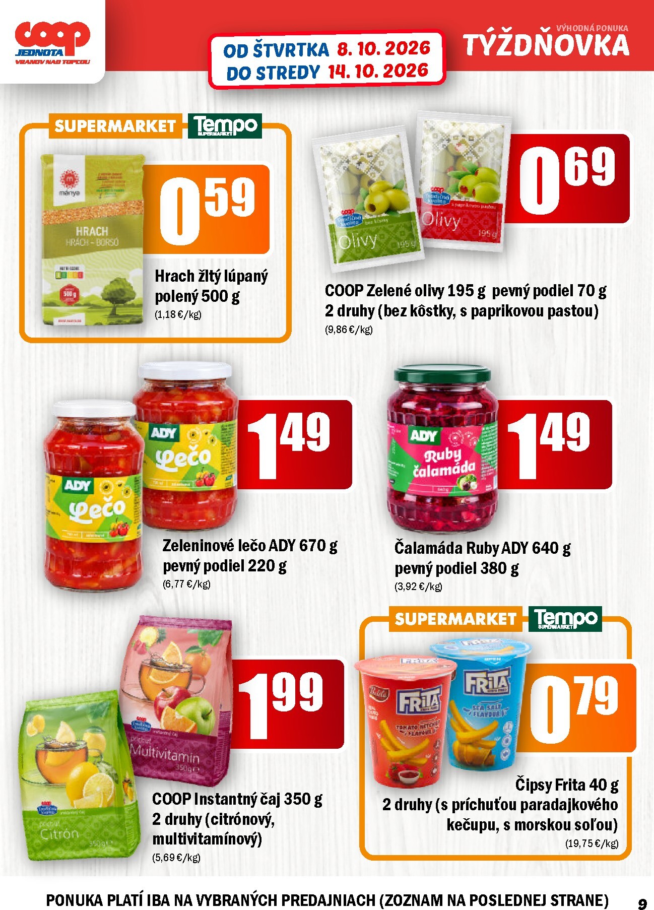 coop-jednota - Aktuálny COOP Jednota - Vranov nad Topľou leták od štvrtka, 08.10.2026 do stredy, 14.10.2026 - page: 9