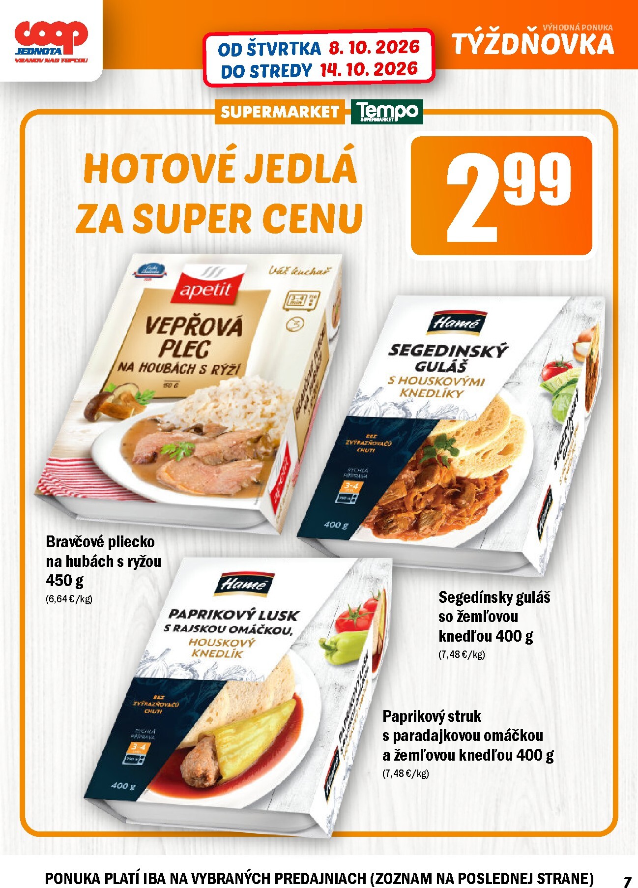 coop-jednota - Aktuálny COOP Jednota - Vranov nad Topľou leták od štvrtka, 08.10.2026 do stredy, 14.10.2026 - page: 7