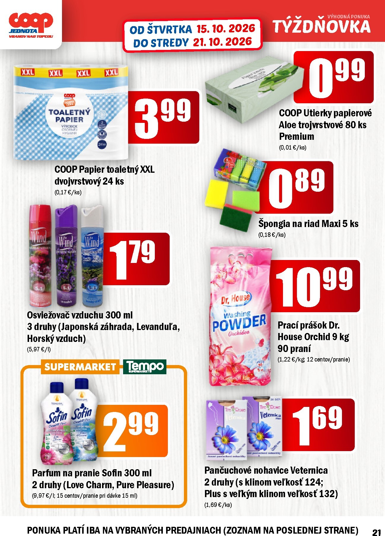 coop-jednota - Aktuálny COOP Jednota - Vranov nad Topľou leták od štvrtka, 15.10.2026 do stredy, 21.10.2026 - page: 21
