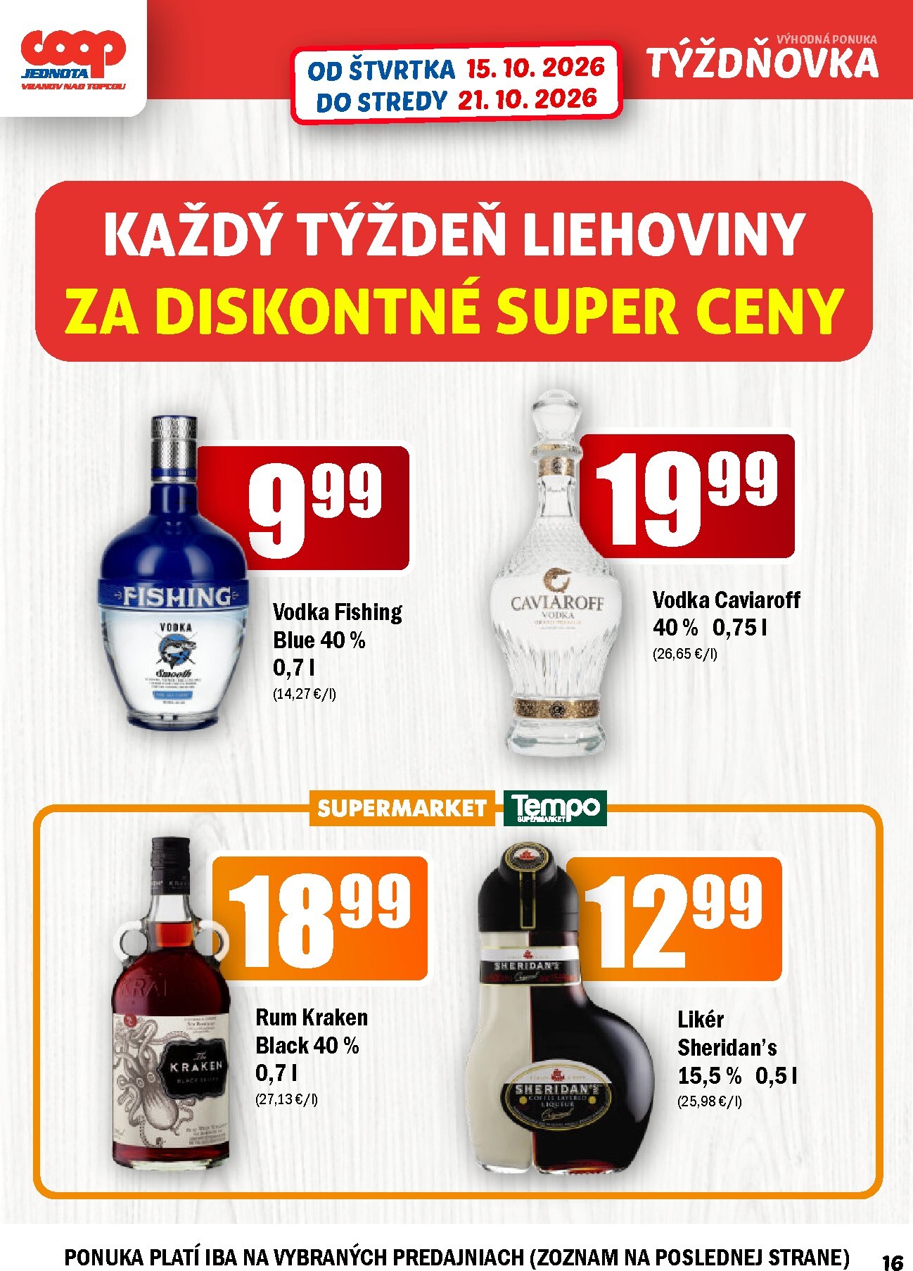 coop-jednota - Aktuálny COOP Jednota - Vranov nad Topľou leták od štvrtka, 15.10.2026 do stredy, 21.10.2026 - page: 16