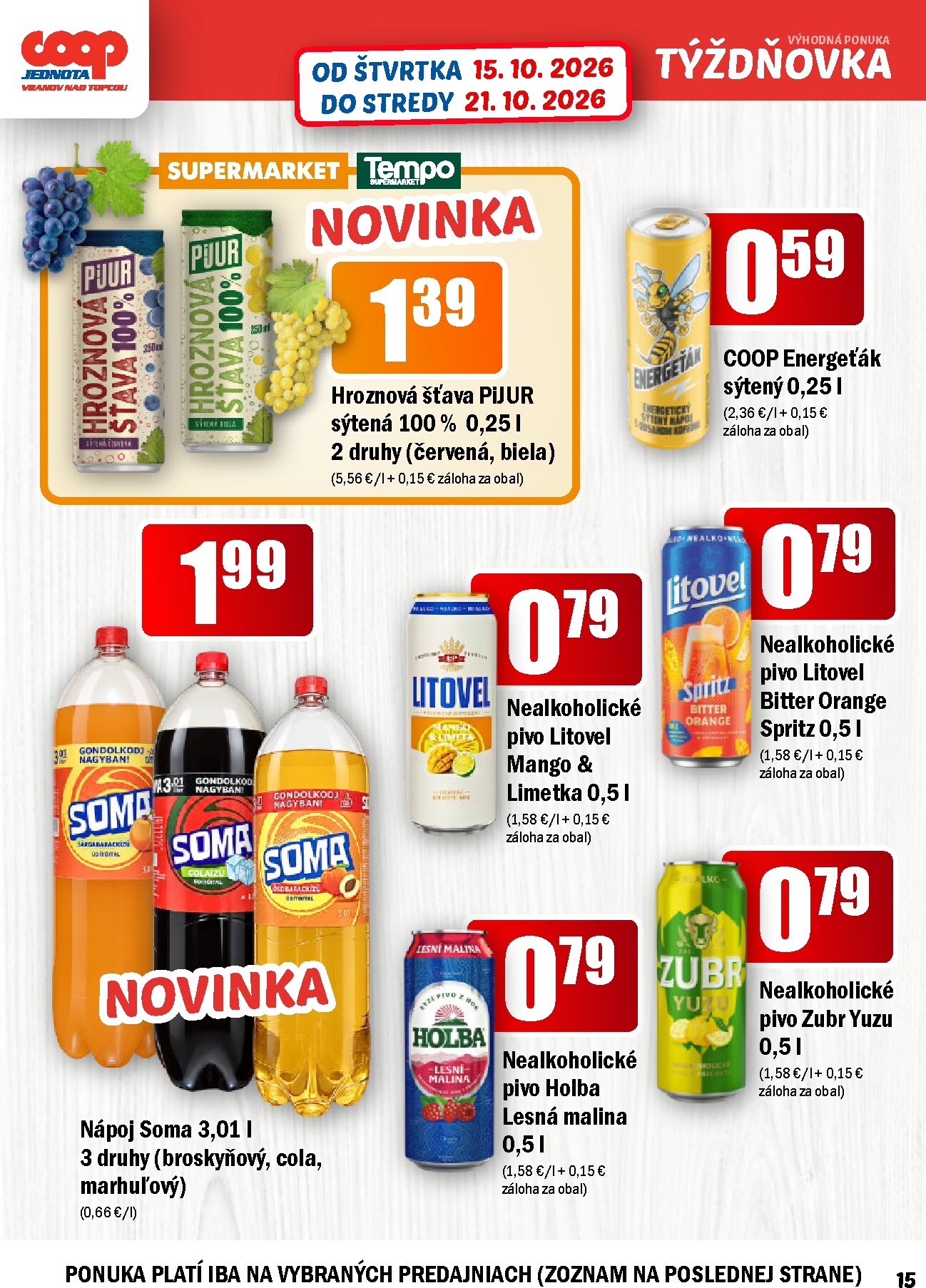 coop-jednota - Aktuálny COOP Jednota - Vranov nad Topľou leták od štvrtka, 15.10.2026 do stredy, 21.10.2026 - page: 15