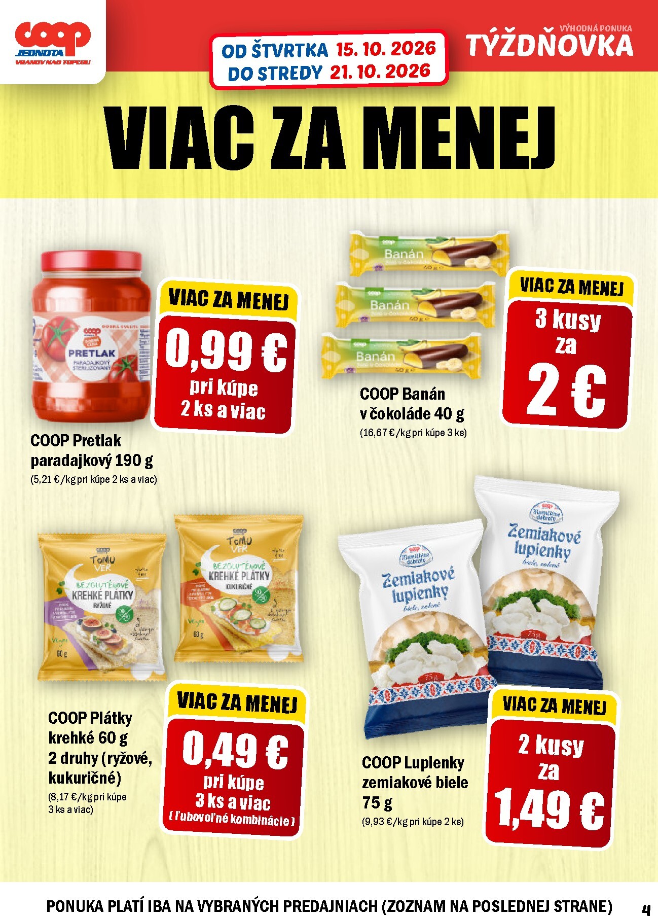 coop-jednota - Aktuálny COOP Jednota - Vranov nad Topľou leták od štvrtka, 15.10.2026 do stredy, 21.10.2026 - page: 4