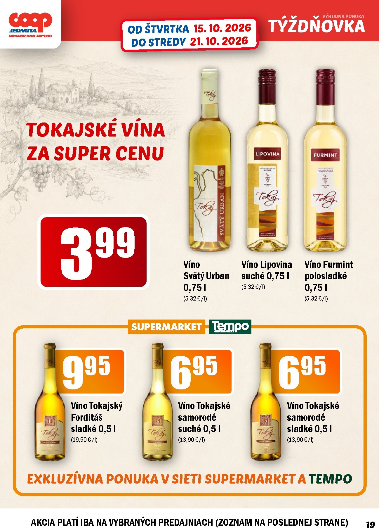 coop-jednota - Aktuálny COOP Jednota - Vranov nad Topľou leták od štvrtka, 15.10.2026 do stredy, 21.10.2026 - page: 19