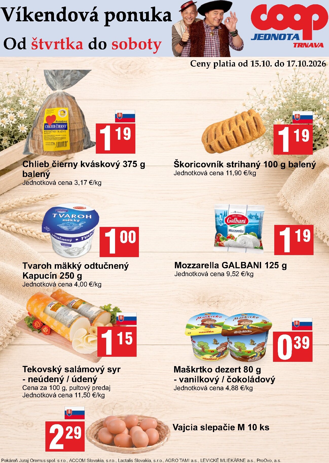 coop-jednota - Aktuálny COOP Jednota - Víkendová ponuka leták od štvrtka, 15.10.2026 do soboty, 17.10.2026 - page: 1