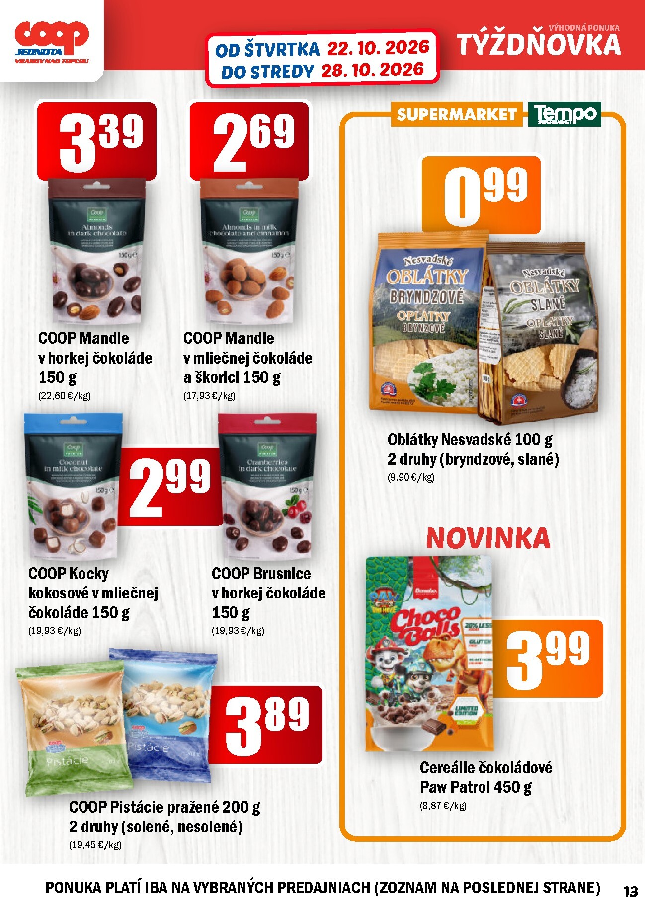 coop-jednota - Aktuálny COOP Jednota - Vranov nad Topľou leták od štvrtka, 22.10.2026 do stredy, 28.10.2026 - page: 13