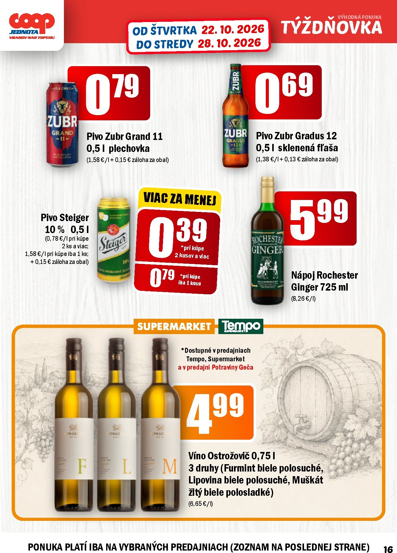 coop-jednota - Aktuálny COOP Jednota - Vranov nad Topľou leták od štvrtka, 22.10.2026 do stredy, 28.10.2026 - page: 16