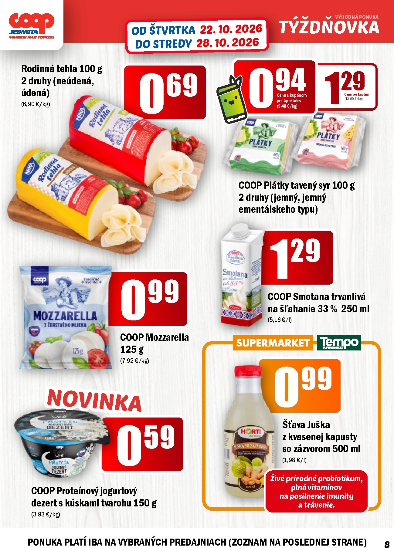 coop-jednota - Aktuálny COOP Jednota - Vranov nad Topľou leták od štvrtka, 22.10.2026 do stredy, 28.10.2026 - page: 8
