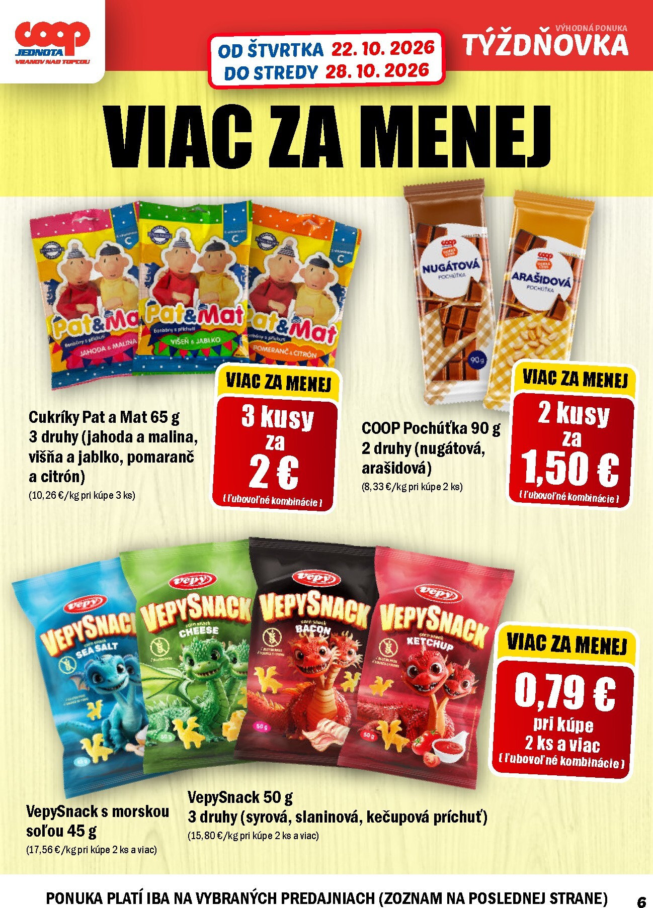 coop-jednota - Aktuálny COOP Jednota - Vranov nad Topľou leták od štvrtka, 22.10.2026 do stredy, 28.10.2026 - page: 6