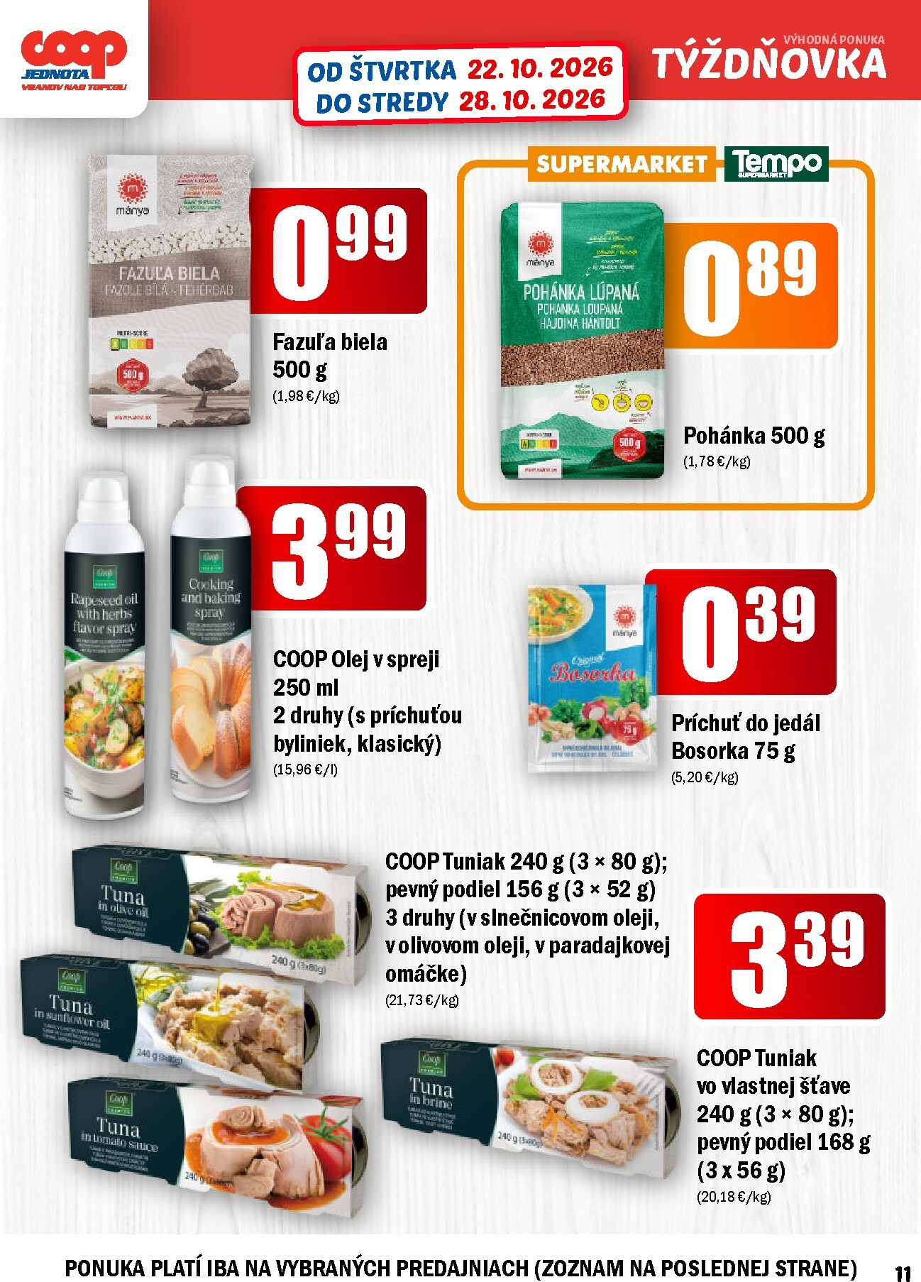 coop-jednota - Aktuálny COOP Jednota - Vranov nad Topľou leták od štvrtka, 22.10.2026 do stredy, 28.10.2026 - page: 11