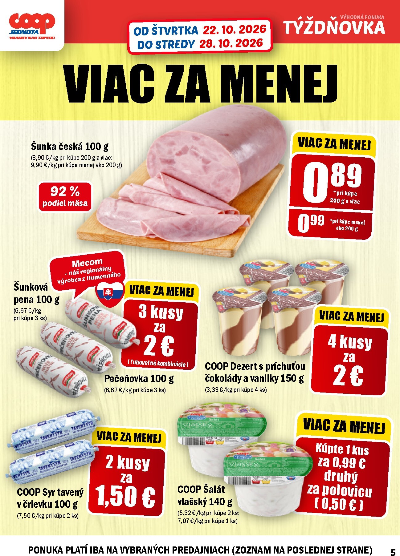 coop-jednota - Aktuálny COOP Jednota - Vranov nad Topľou leták od štvrtka, 22.10.2026 do stredy, 28.10.2026 - page: 5