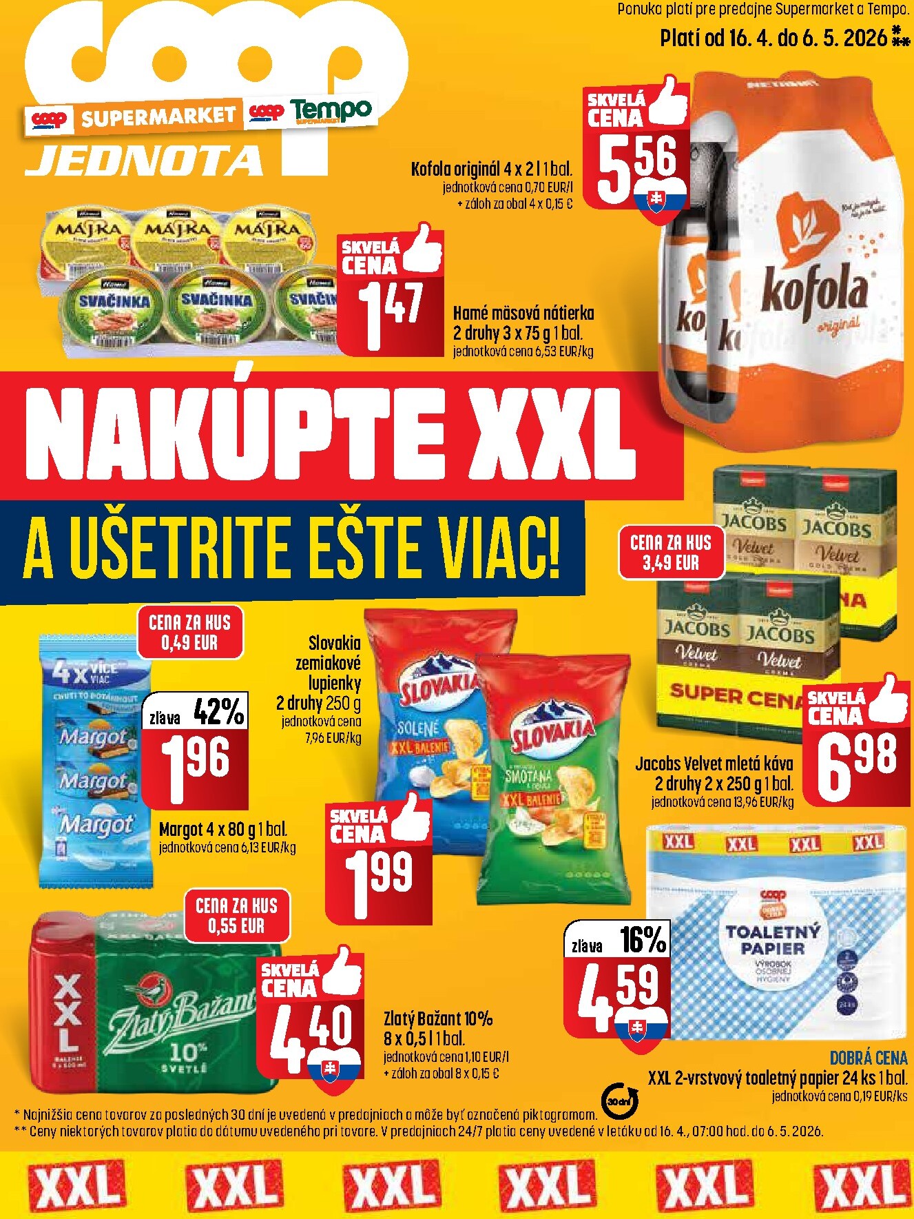 coop-jednota - Nový leták COOP Jednota - XXL nákup platný od štvrtka, 16.04.2026 do stredy, 06.05.2026 - page: 1