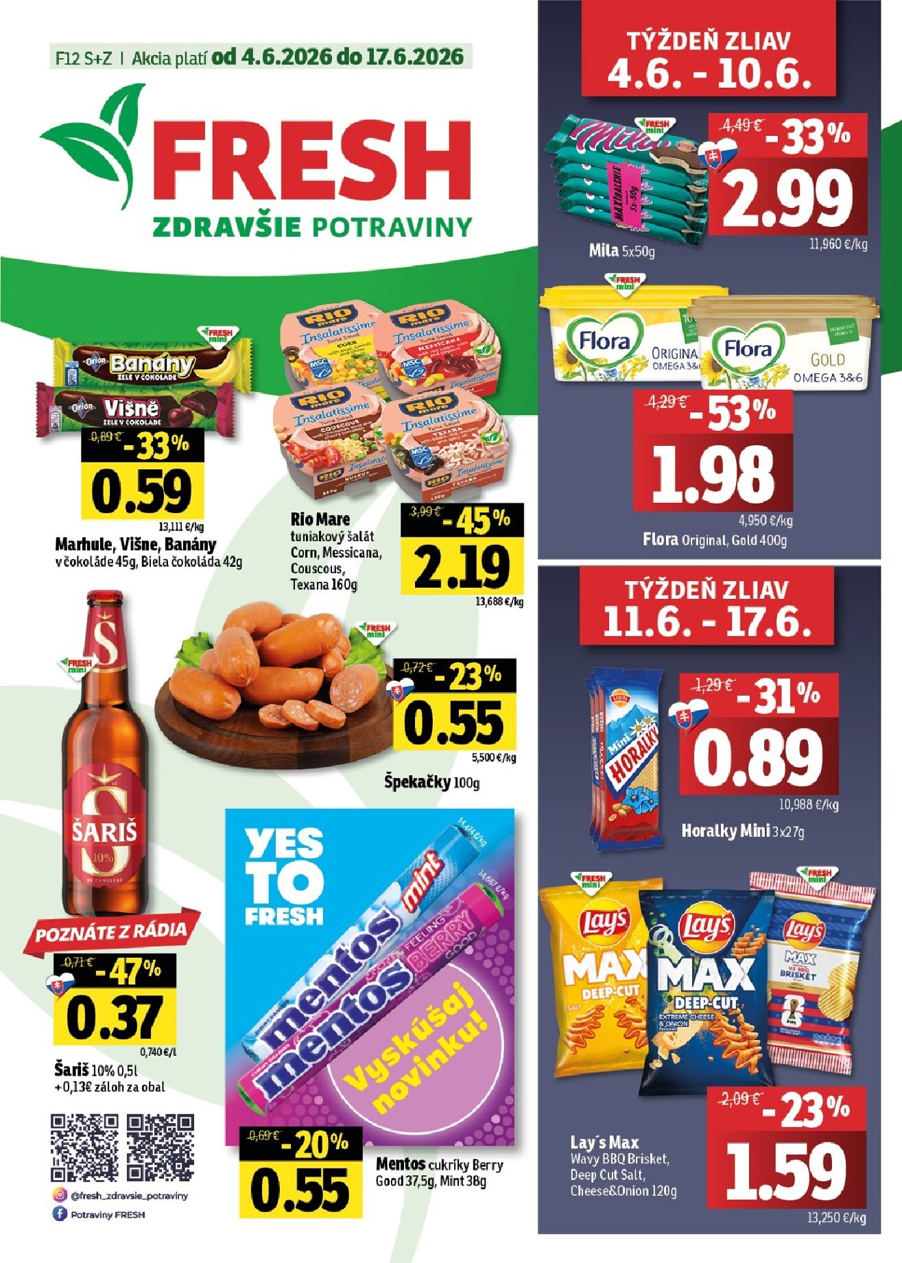fresh - Nový Fresh - Stredné a západné Slovensko leták od štvrtka, 04.06.2026 do stredy, 17.06.2026