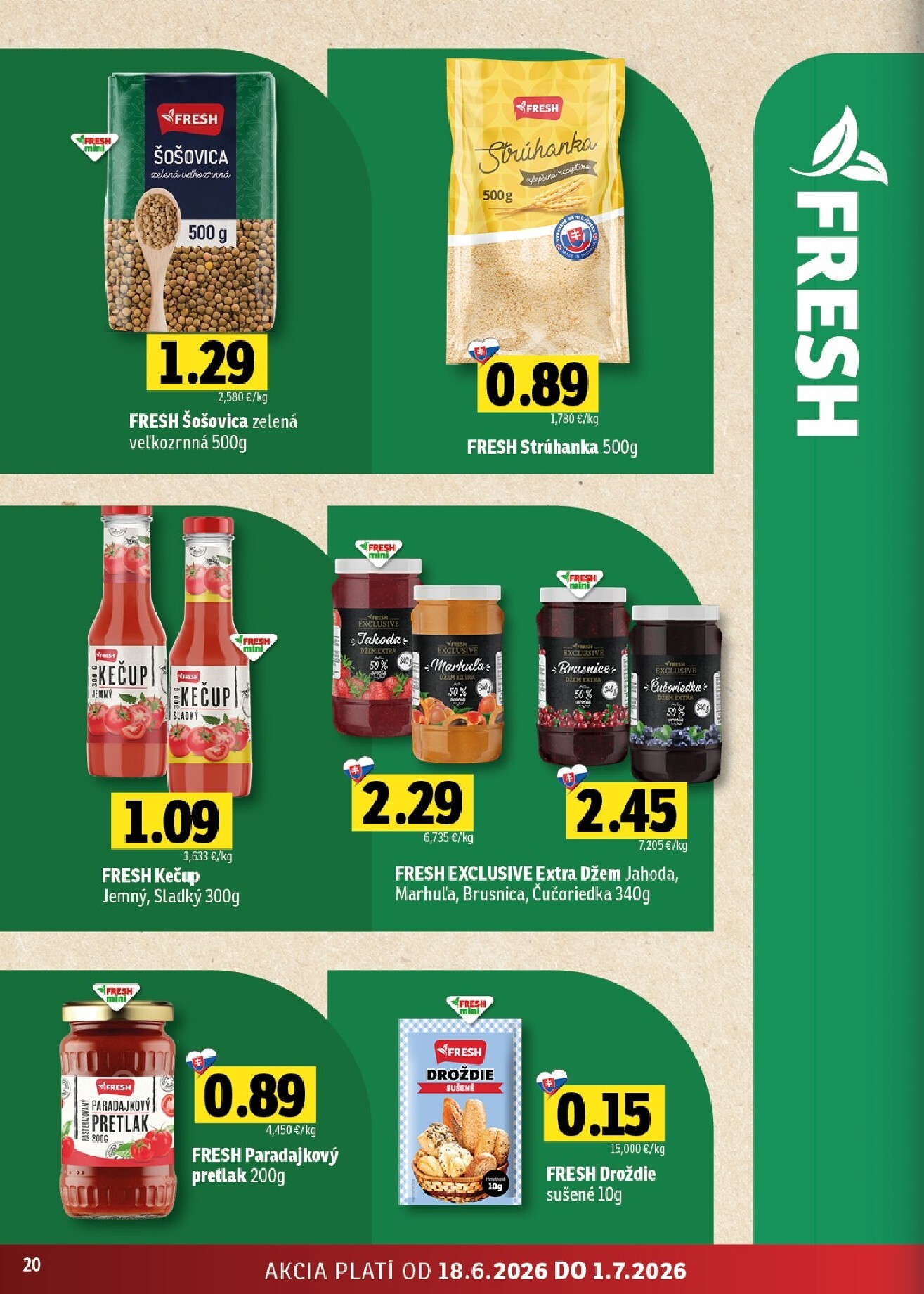 fresh - Nový Fresh - Stredné a západné Slovensko leták od štvrtka, 18.06.2026 do stredy, 01.07.2026 - page: 20