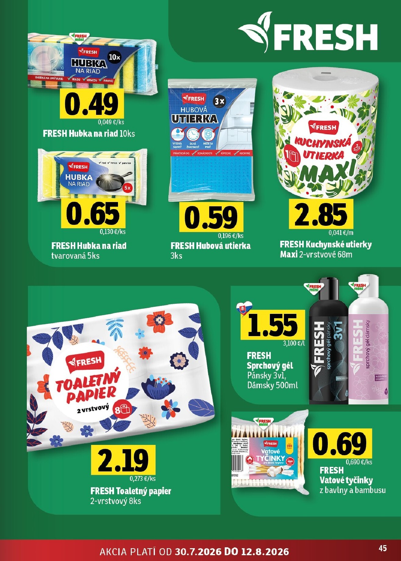 fresh - Nový Fresh - Východné Slovensko leták od štvrtka, 30.07.2026 do stredy, 12.08.2026 - page: 45