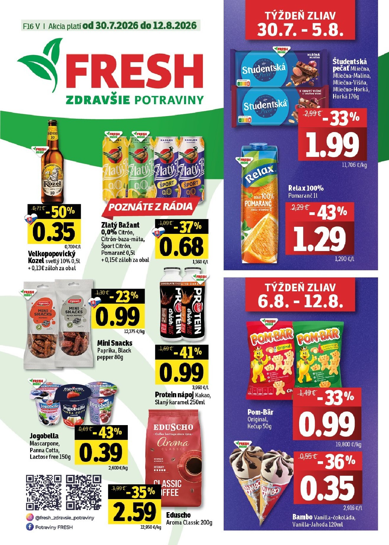 fresh - Nový Fresh - Východné Slovensko leták od štvrtka, 30.07.2026 do stredy, 12.08.2026