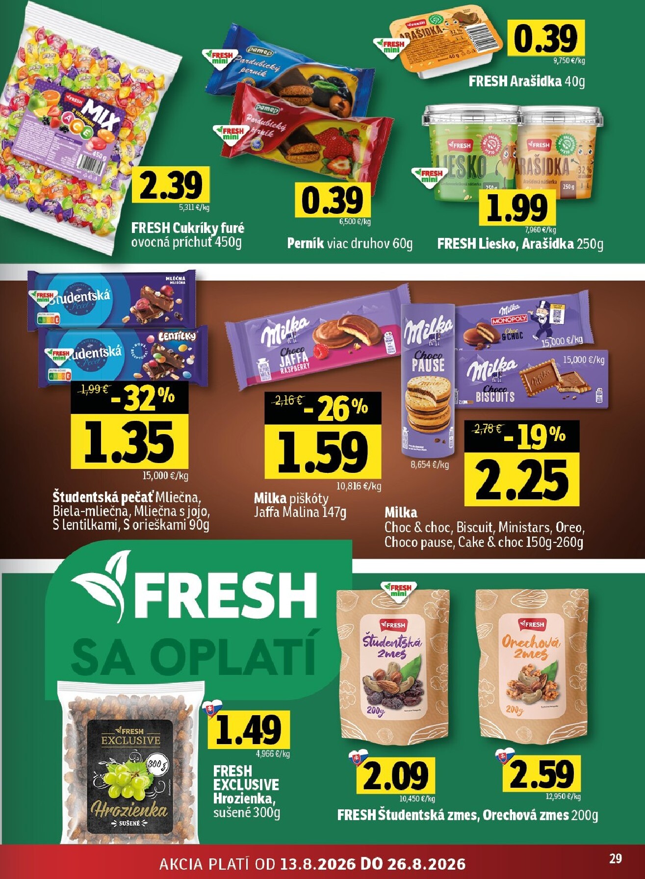 fresh - Nový Fresh - Stredné a západné Slovensko leták od štvrtka, 13.08.2026 do stredy, 26.08.2026 - page: 29