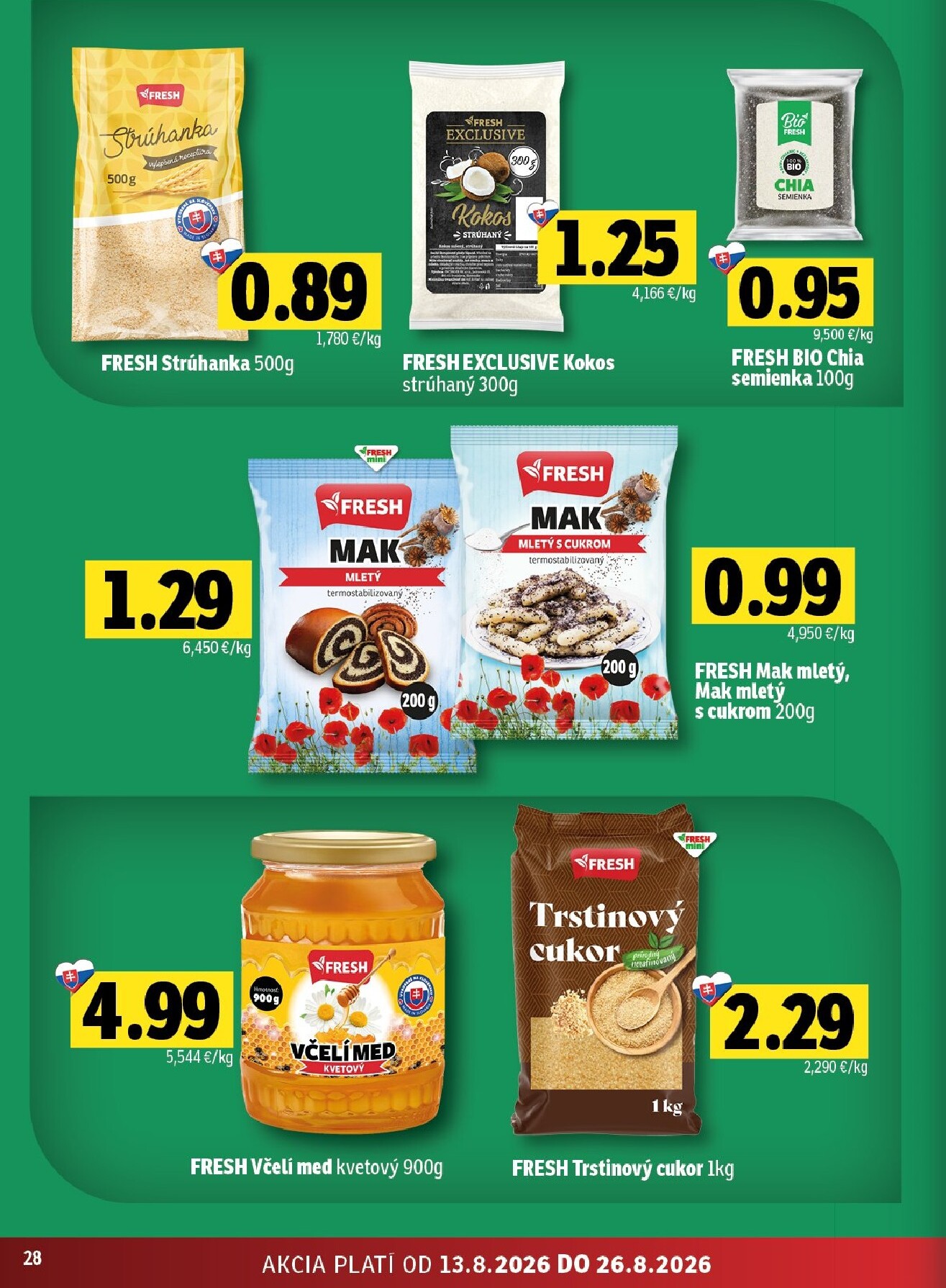 fresh - Nový Fresh - Východné Slovensko leták od štvrtka, 13.08.2026 do stredy, 26.08.2026 - page: 28