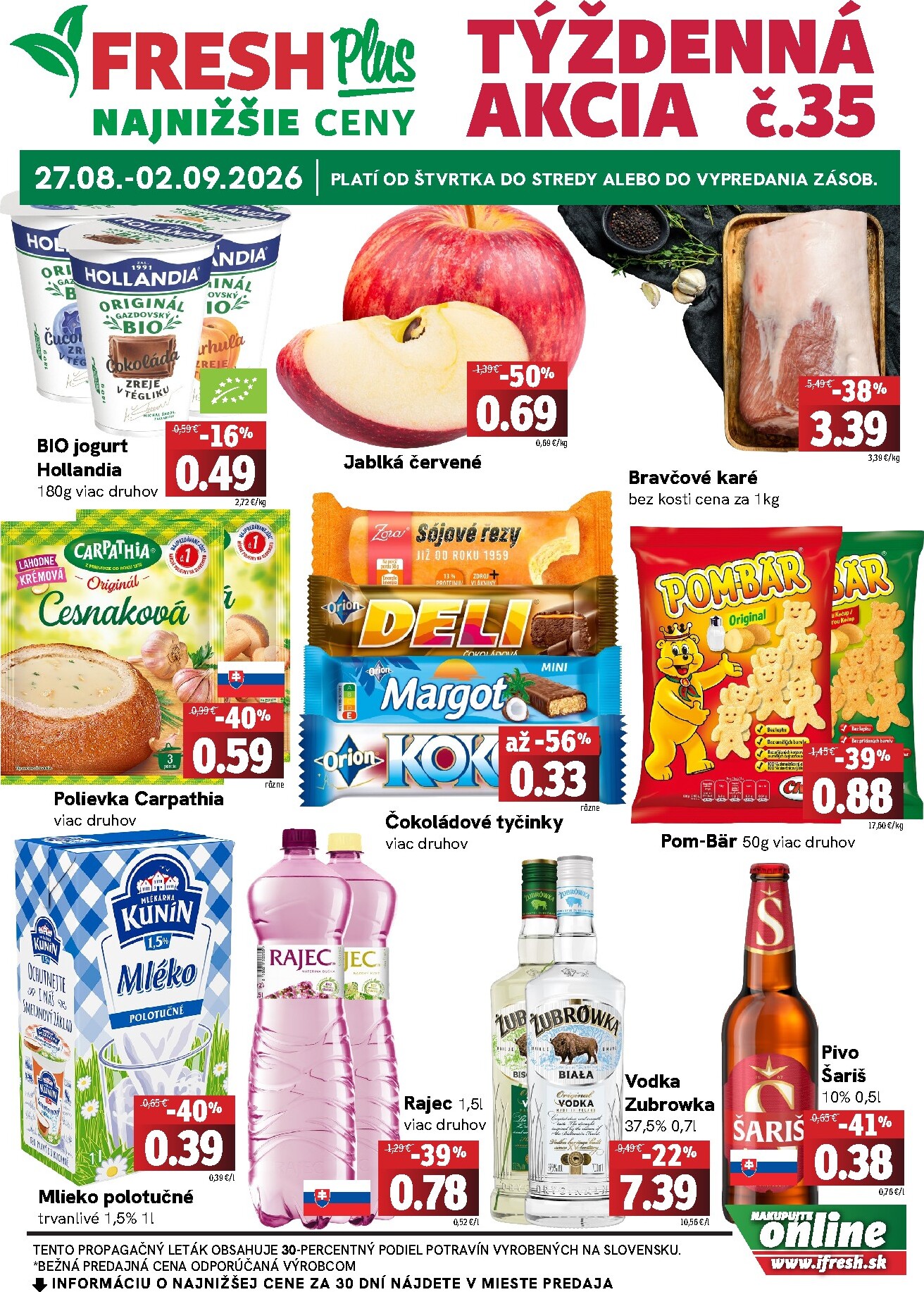 fresh - Nový Fresh - Plus leták od štvrtka, 27.08.2026 do stredy, 02.09.2026 - page: 1