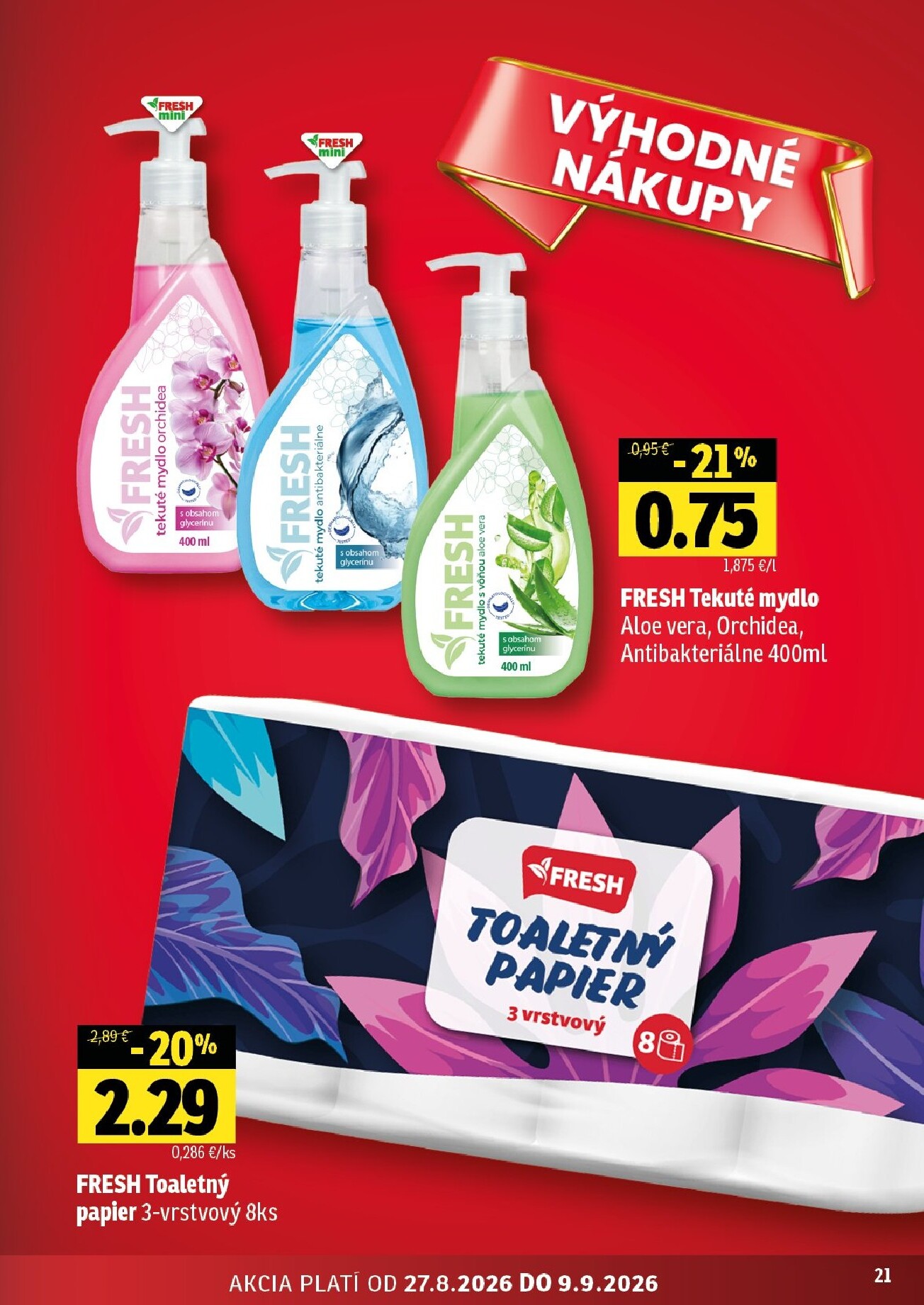 fresh - Aktuálny Fresh - Východné Slovensko leták od štvrtka, 27.08.2026 do stredy, 09.09.2026 - page: 21