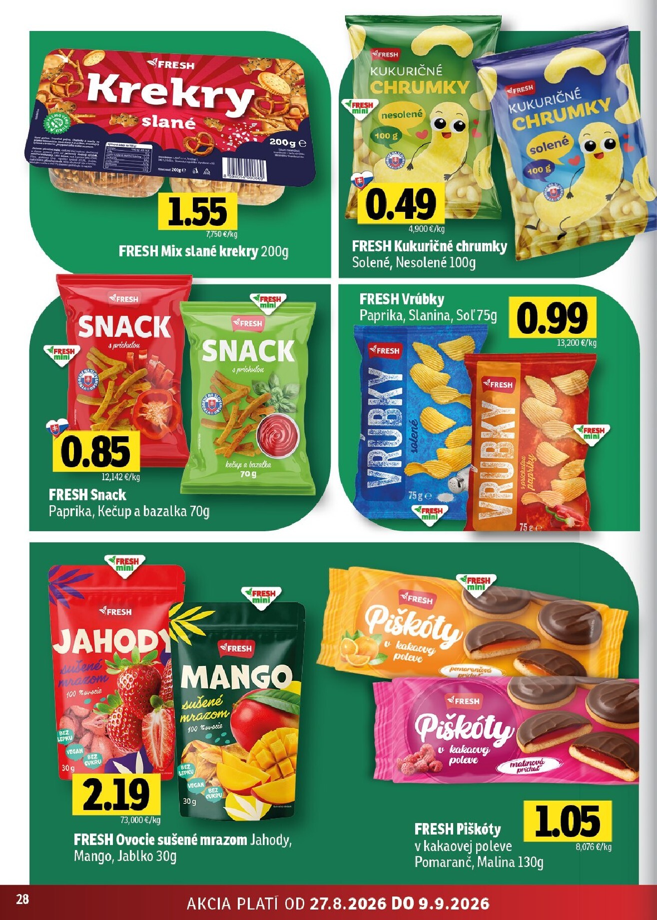 fresh - Aktuálny Fresh - Stredné a západné Slovensko leták od štvrtka, 27.08.2026 do stredy, 09.09.2026 - page: 28