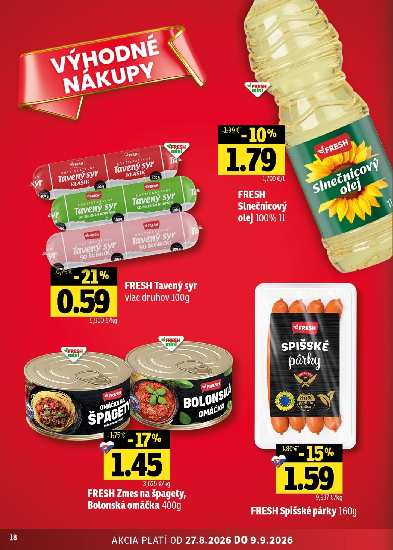 fresh - Aktuálny Fresh - Stredné a západné Slovensko leták od štvrtka, 27.08.2026 do stredy, 09.09.2026 - page: 18
