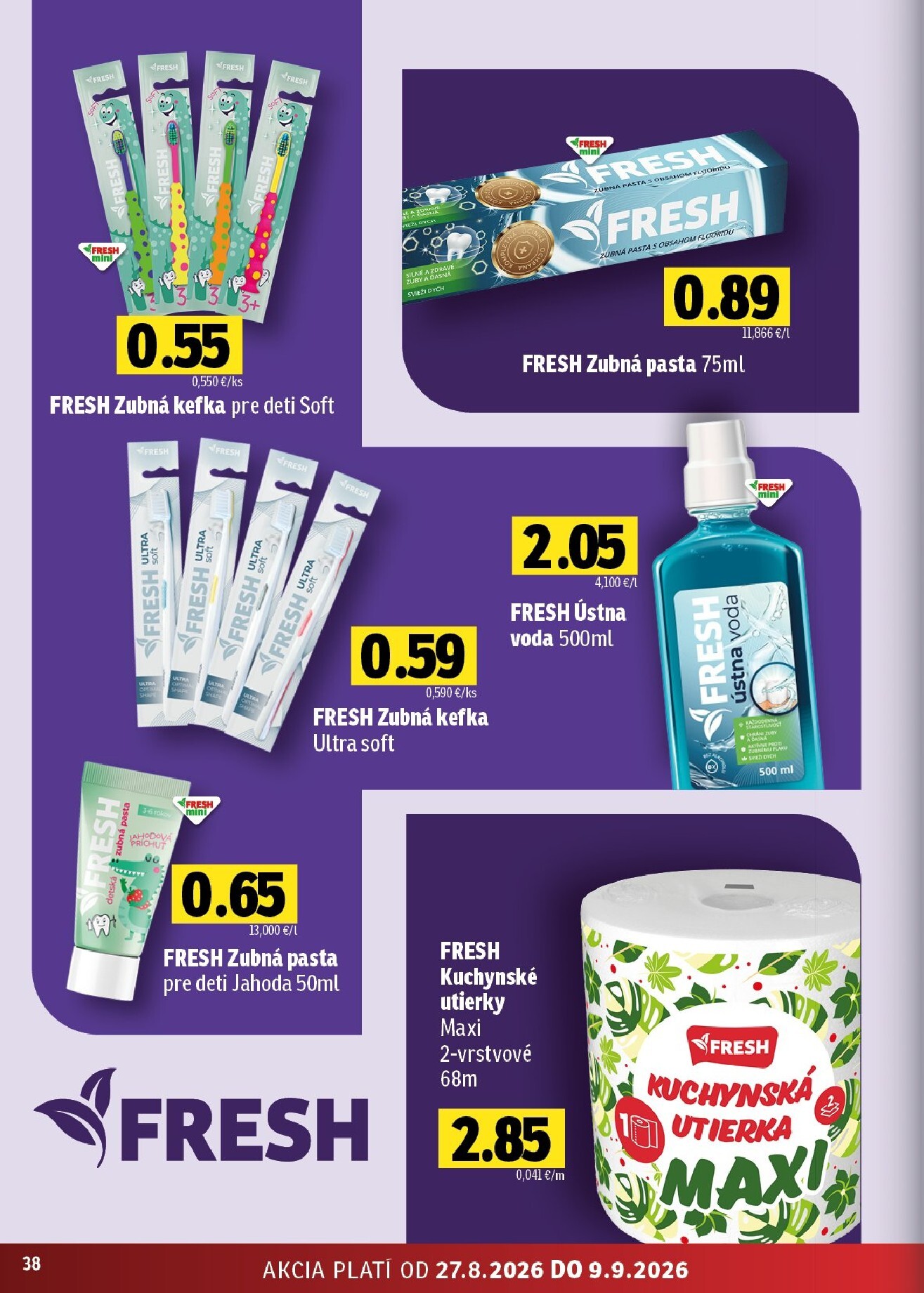 fresh - Aktuálny Fresh - Stredné a západné Slovensko leták od štvrtka, 27.08.2026 do stredy, 09.09.2026 - page: 38