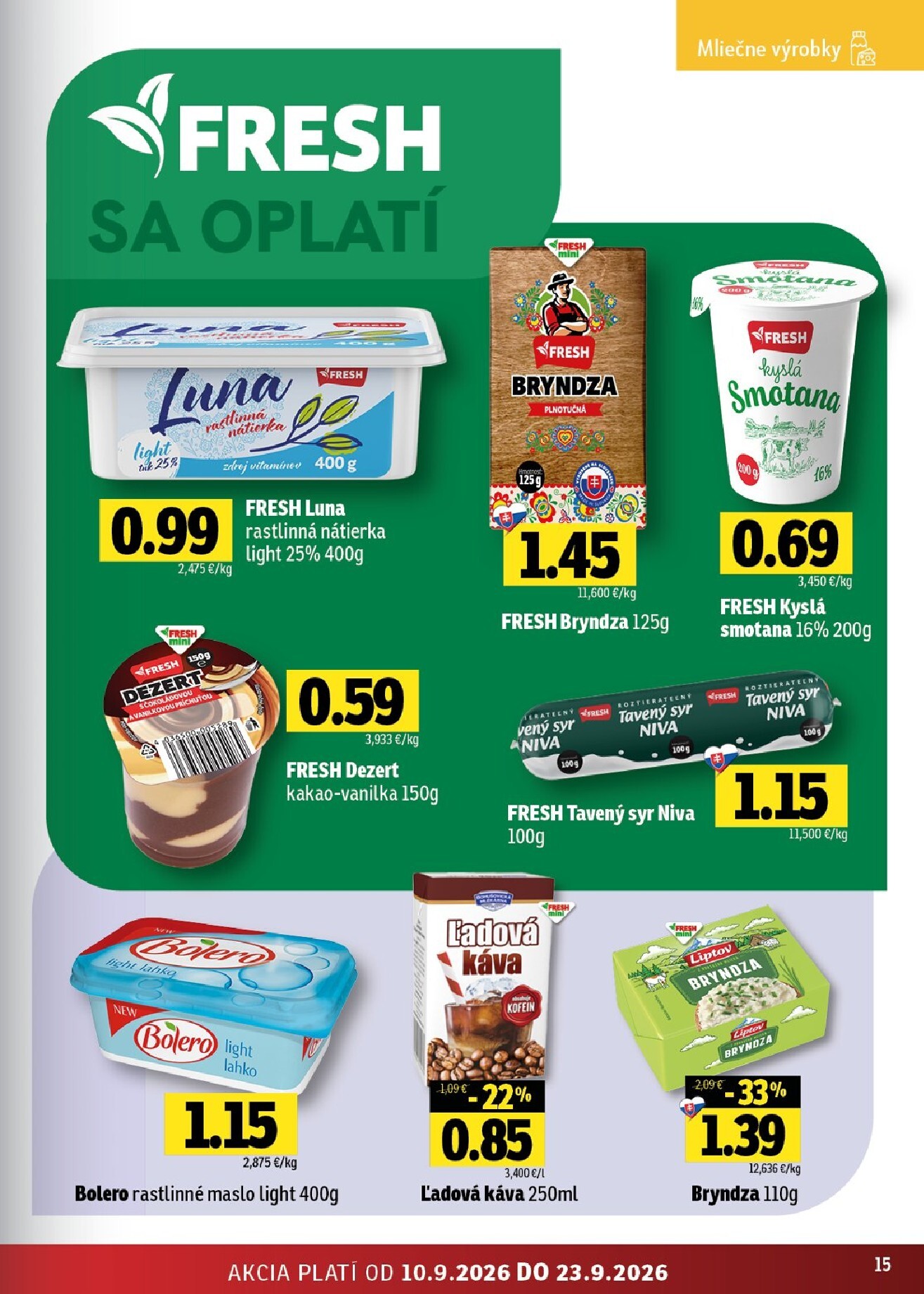 fresh - Nový Fresh - Východné Slovensko leták od štvrtka, 10.09.2026 do stredy, 23.09.2026 - page: 15