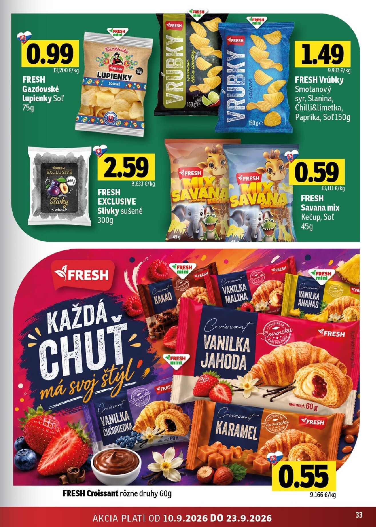fresh - Nový Fresh - Východné Slovensko leták od štvrtka, 10.09.2026 do stredy, 23.09.2026 - page: 33